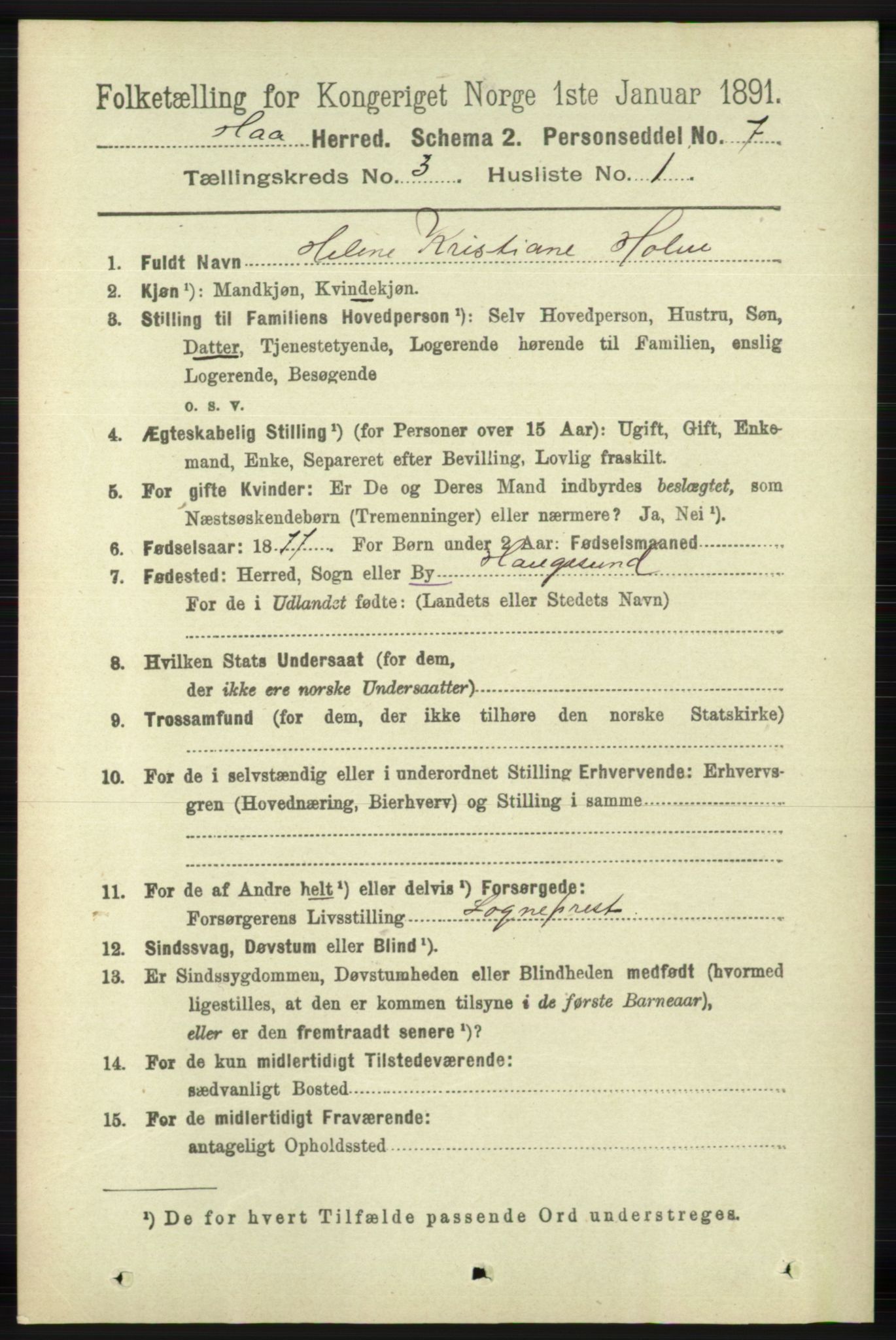 RA, 1891 census for 1119 Hå, 1891, p. 704