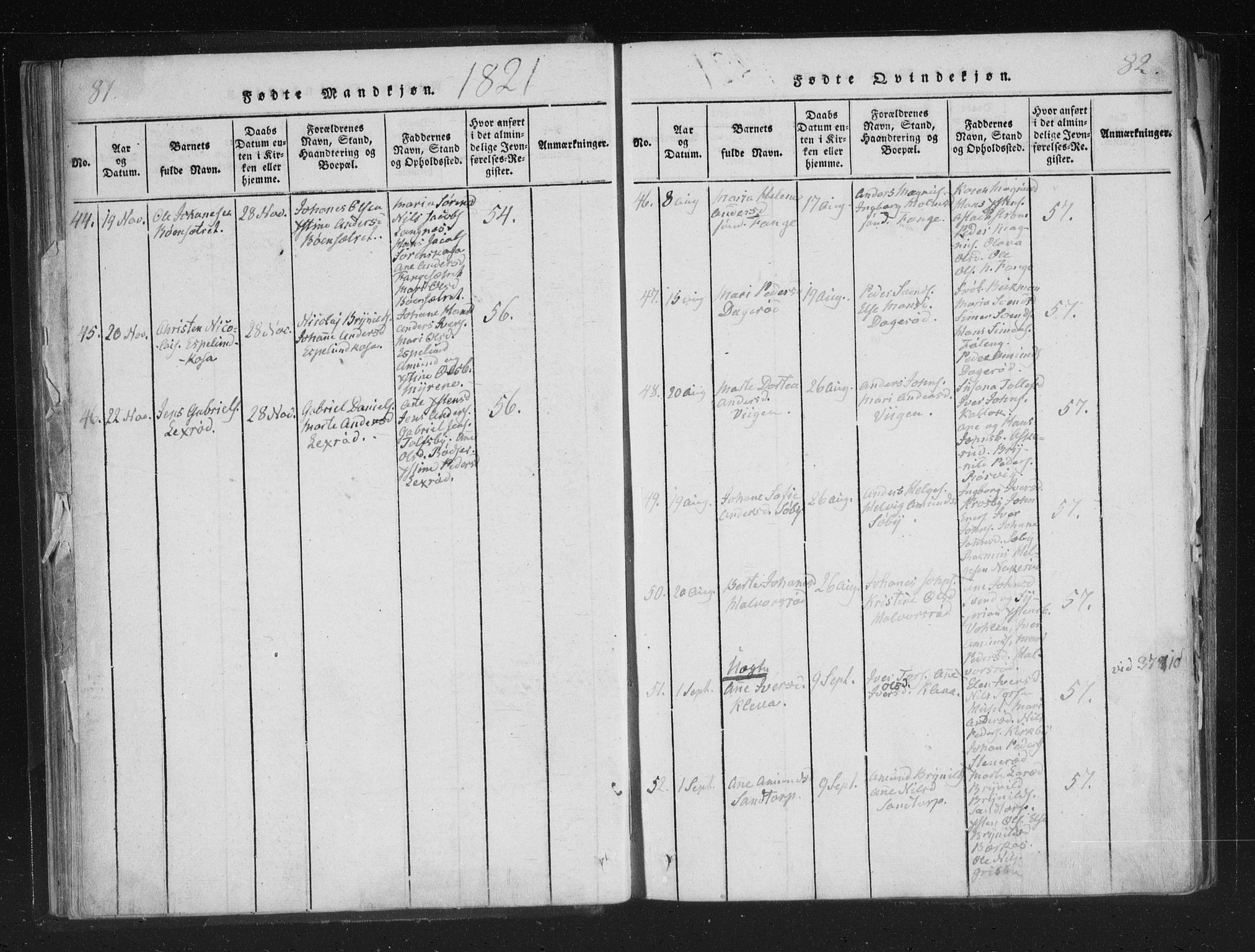 Aremark prestekontor Kirkebøker, SAO/A-10899/F/Fc/L0001: Parish register (official) no. III 1, 1814-1834, p. 81-82