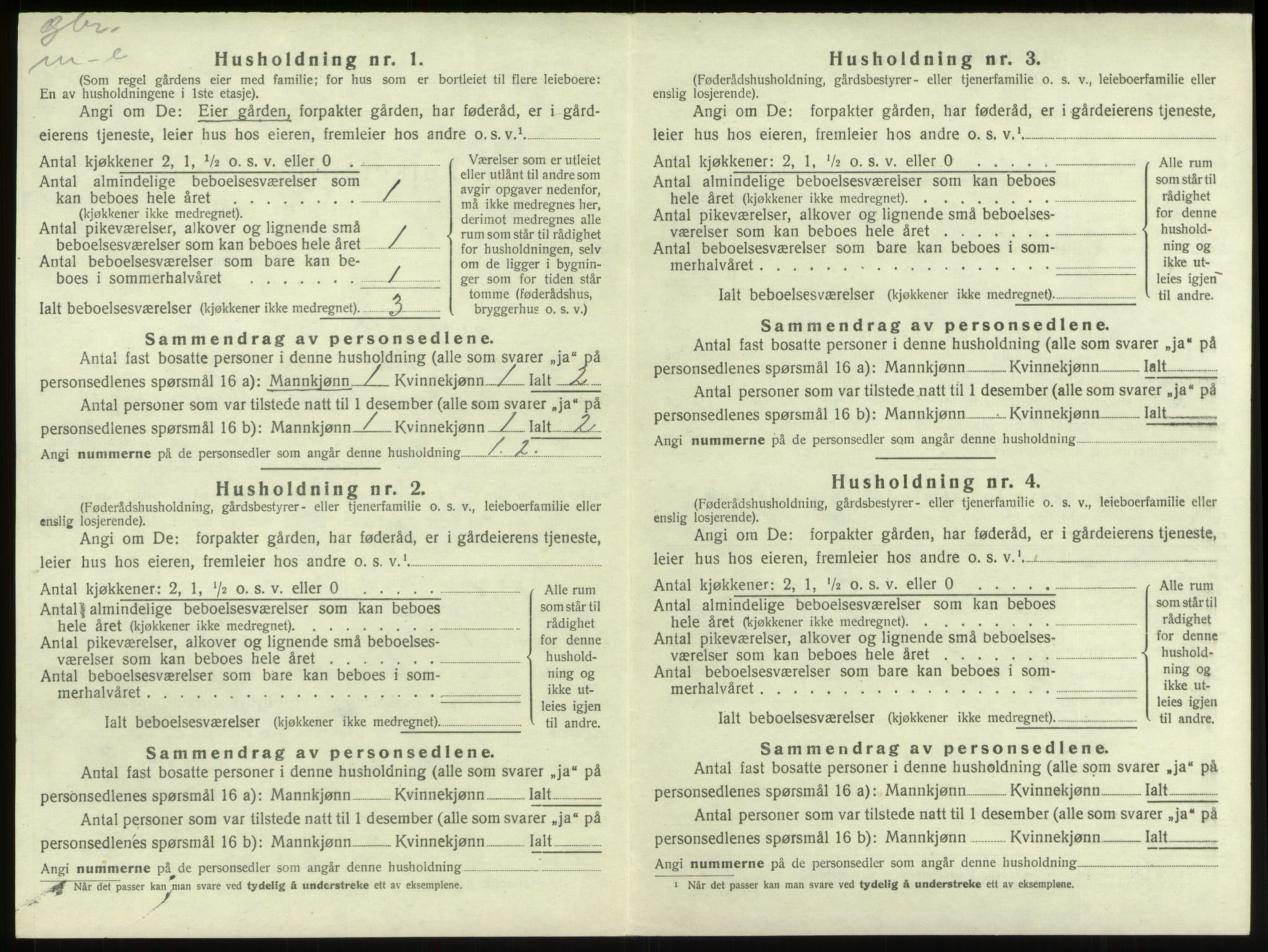 SAB, 1920 census for Innvik, 1920, p. 396