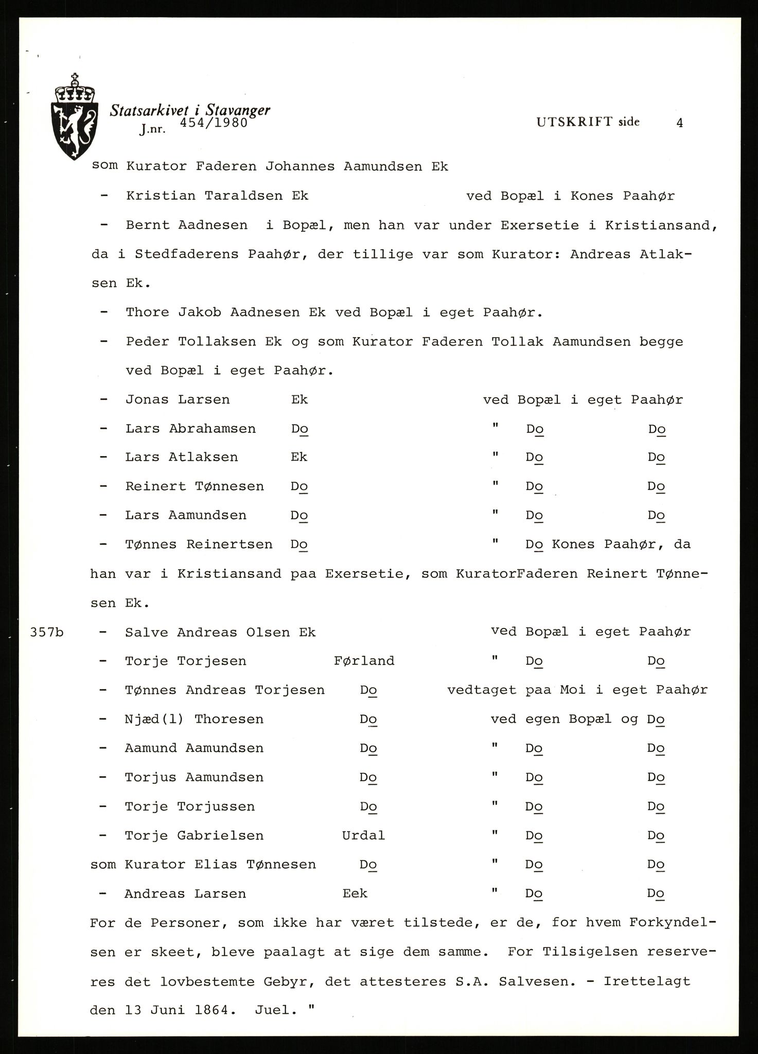 Statsarkivet i Stavanger, AV/SAST-A-101971/03/Y/Yj/L0047: Avskrifter sortert etter gårdsnavn: Kirketeigen - Klovning, 1750-1930, p. 206