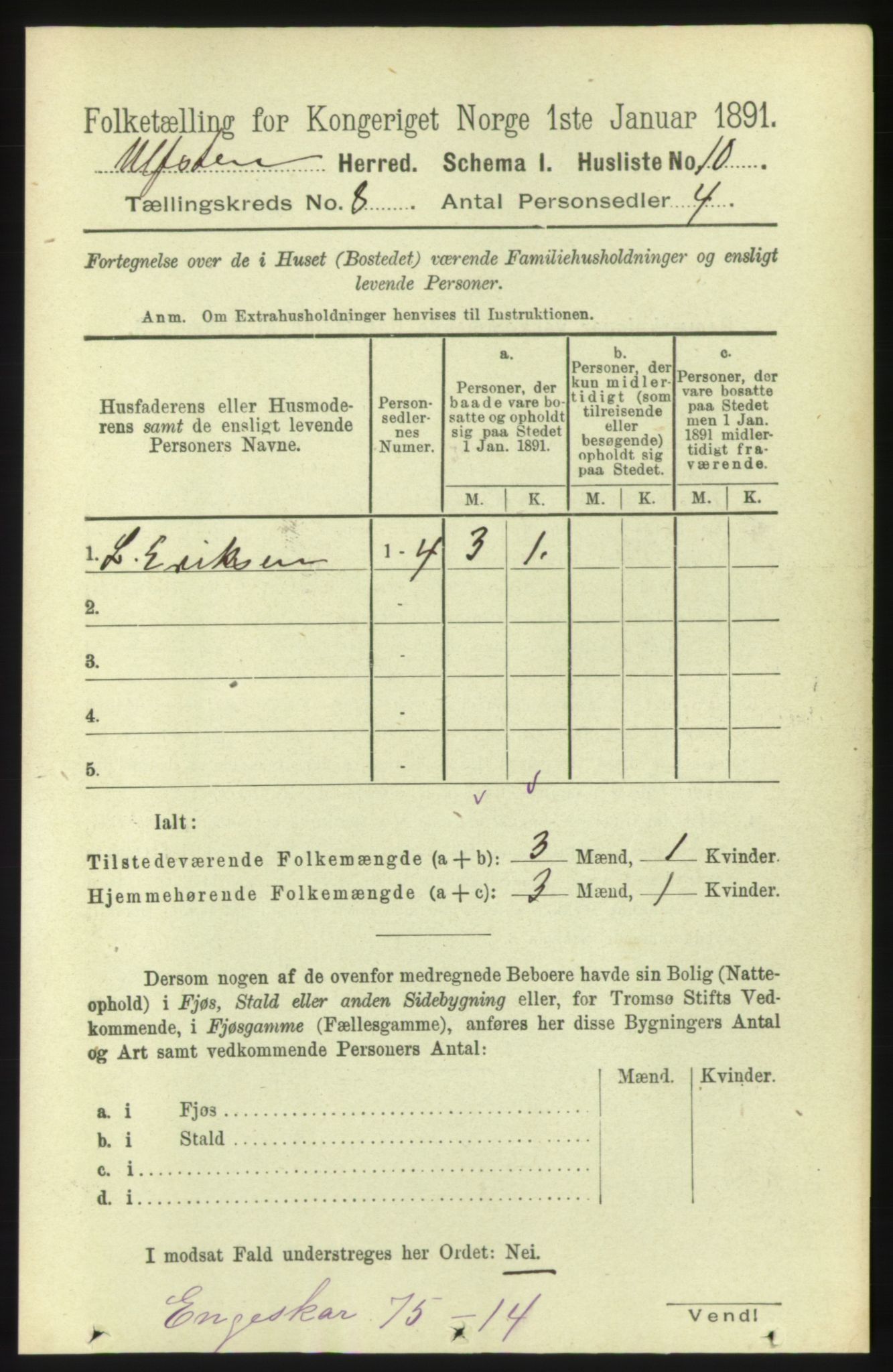 RA, 1891 census for 1516 Ulstein, 1891, p. 2529