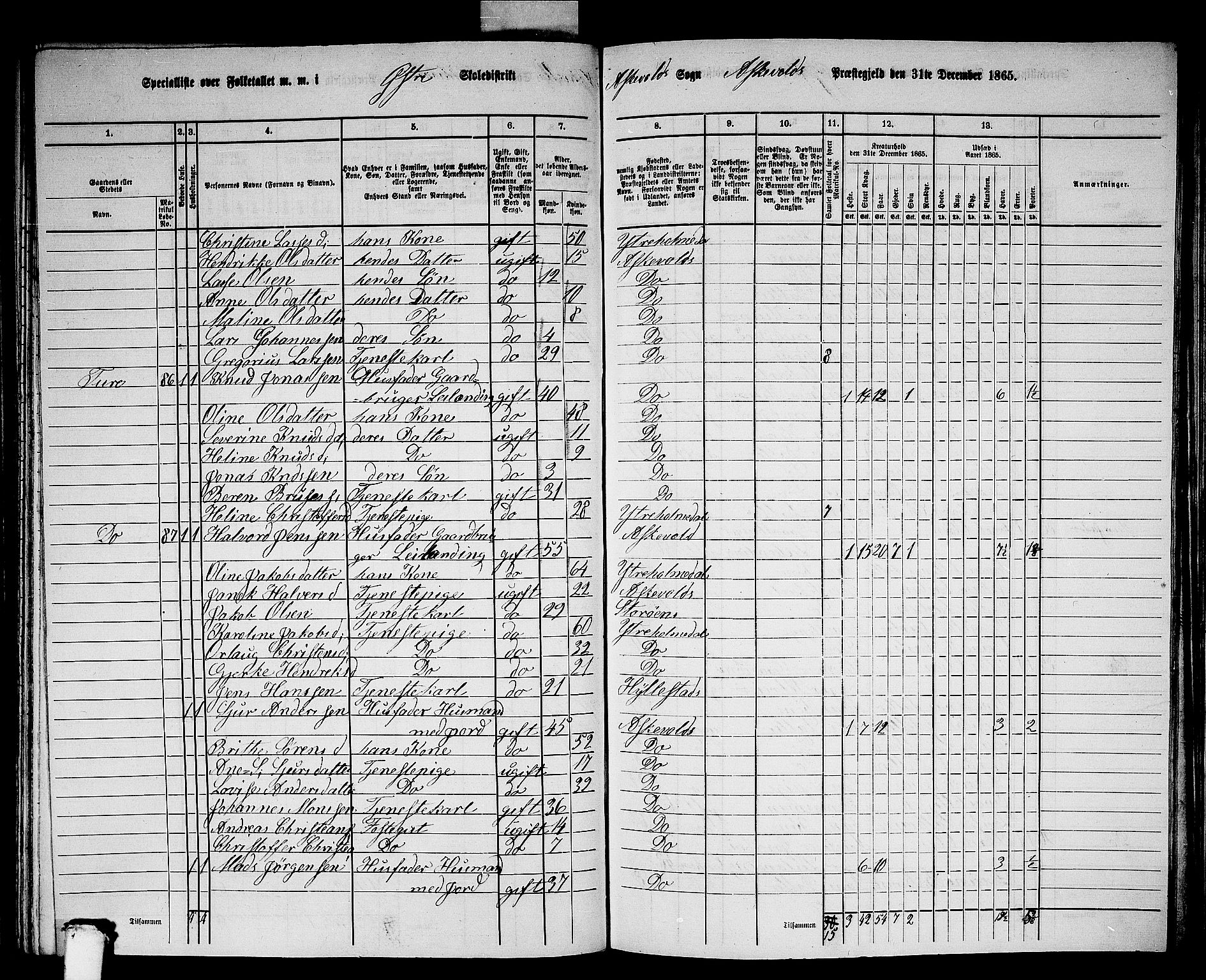 RA, 1865 census for Askvoll, 1865, p. 96