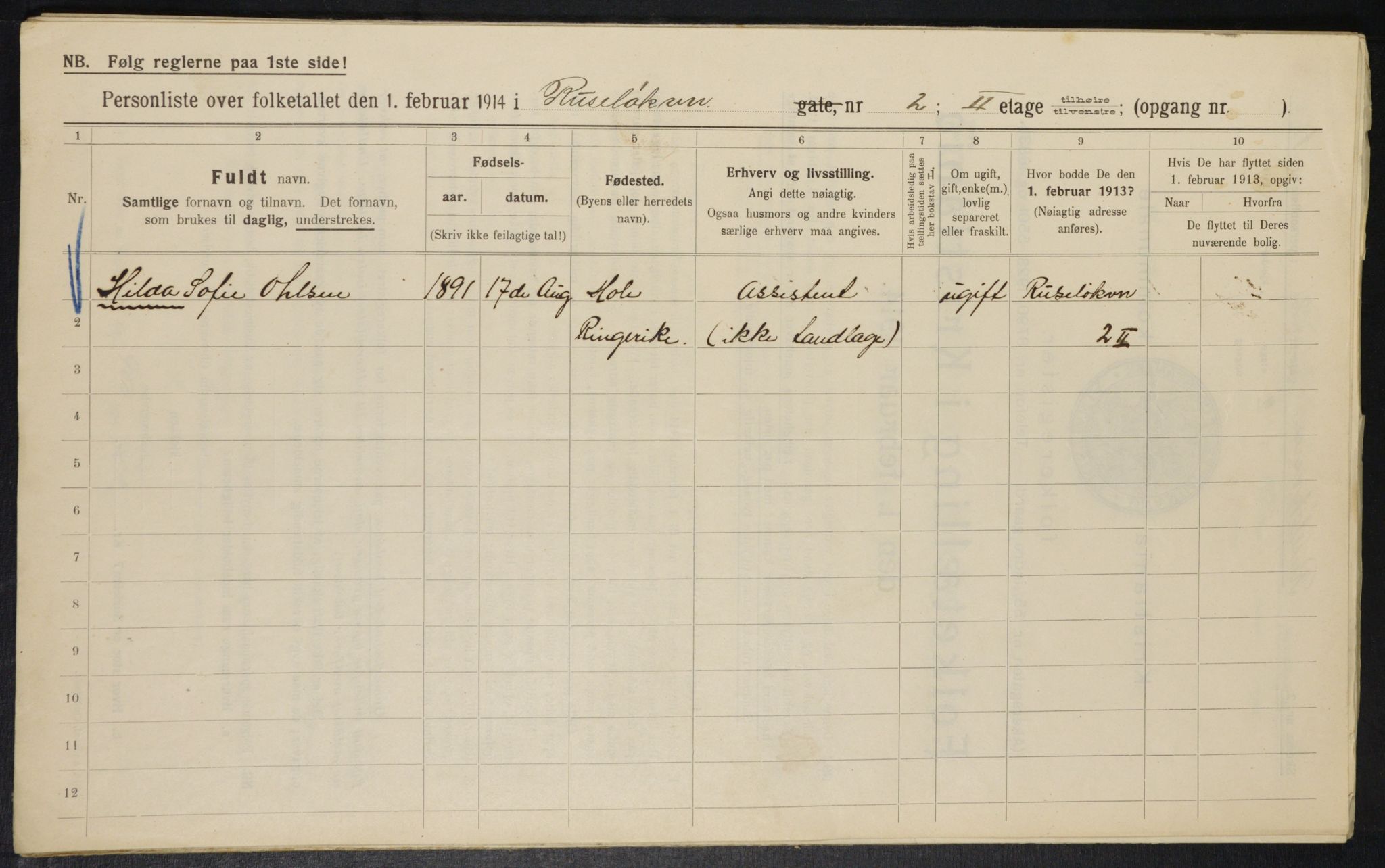 OBA, Municipal Census 1914 for Kristiania, 1914, p. 84495