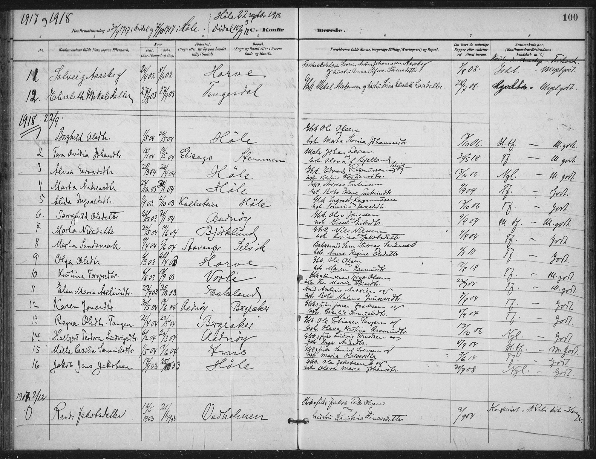 Høgsfjord sokneprestkontor, SAST/A-101624/H/Ha/Haa/L0008: Parish register (official) no. A 8, 1898-1920, p. 100