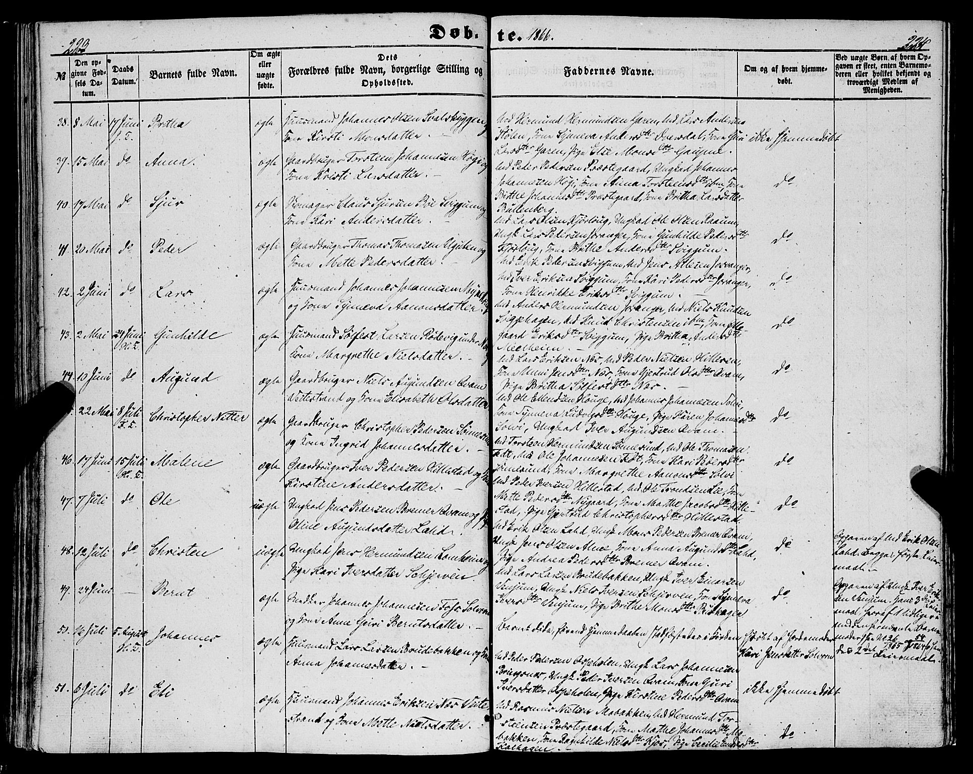 Hafslo sokneprestembete, AV/SAB-A-80301/H/Haa/Haaa/L0009: Parish register (official) no. A 9, 1852-1873, p. 223-224