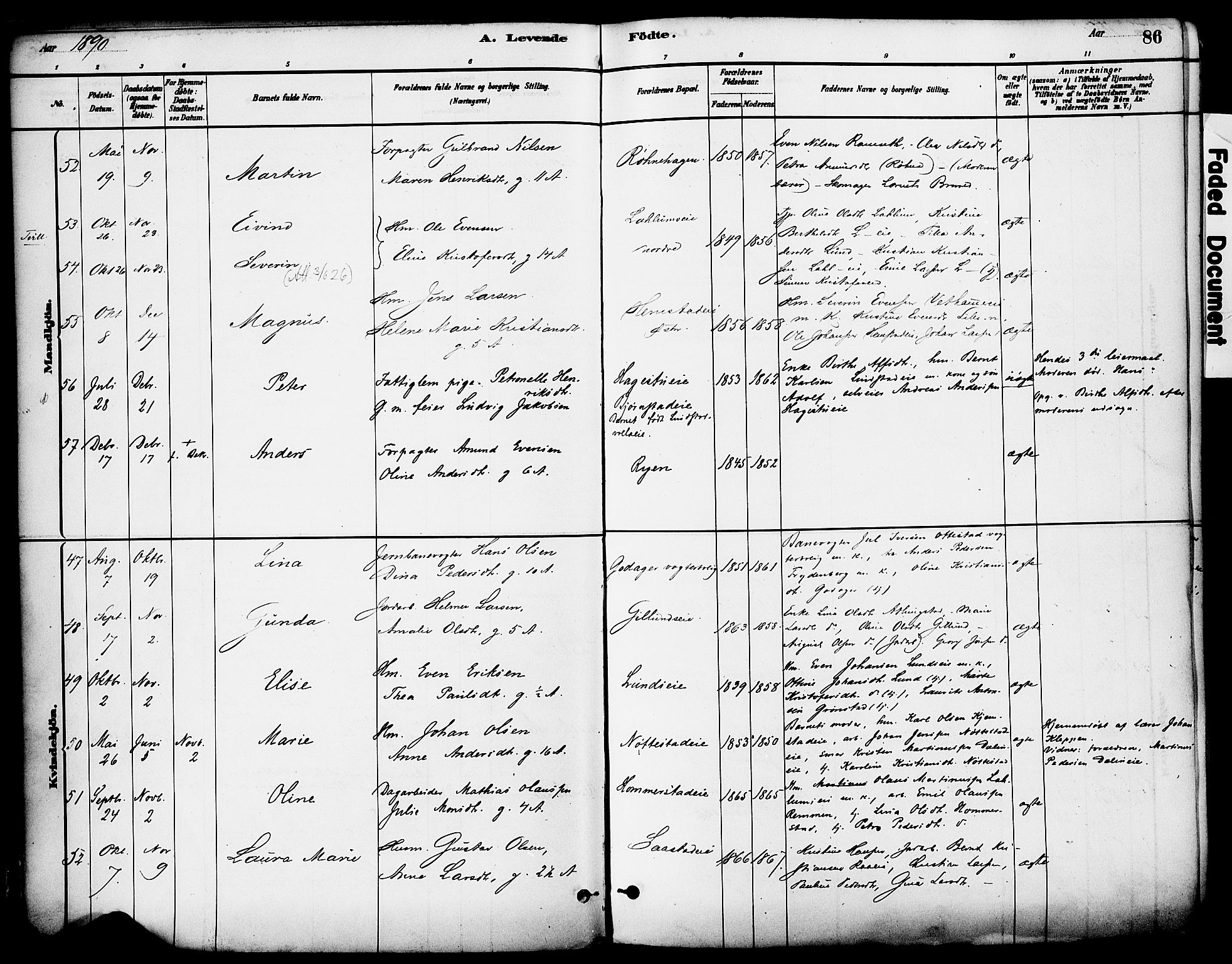 Stange prestekontor, AV/SAH-PREST-002/K/L0017: Parish register (official) no. 17, 1880-1893, p. 86