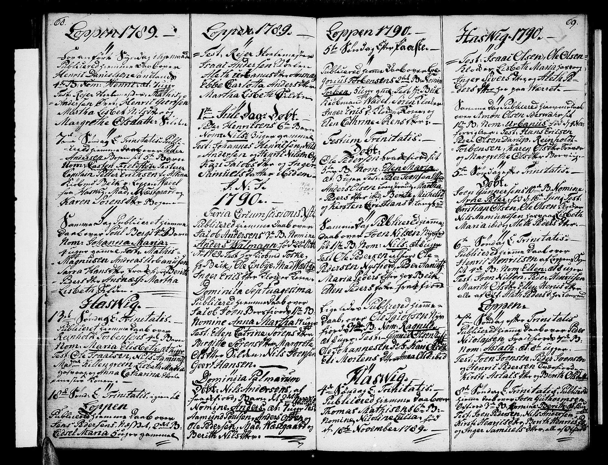 Loppa sokneprestkontor, SATØ/S-1339/H/Ha/L0002kirke: Parish register (official) no. 2, 1785-1821, p. 68-69