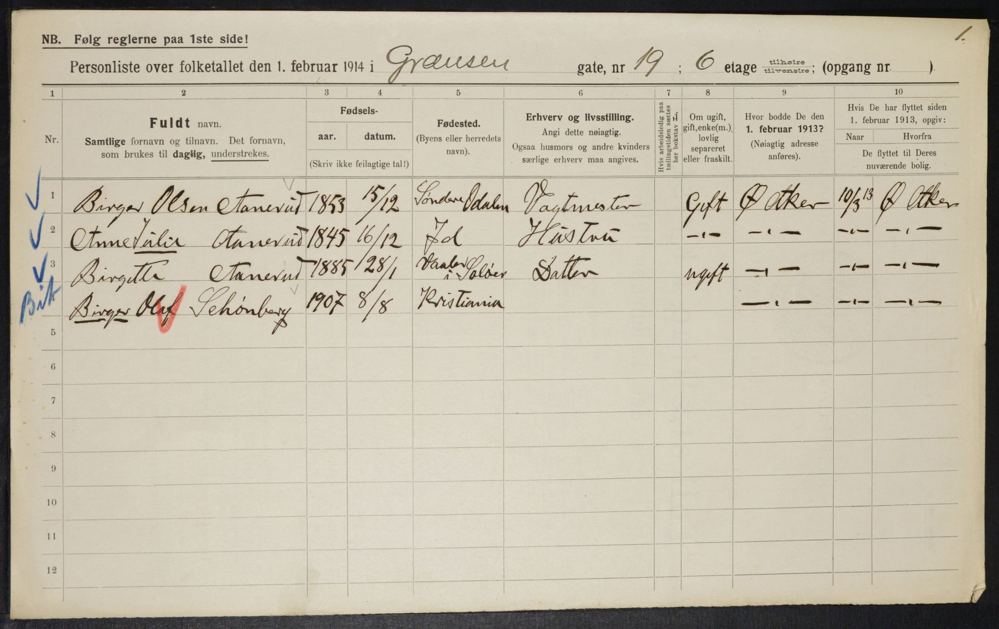 OBA, Municipal Census 1914 for Kristiania, 1914, p. 29995