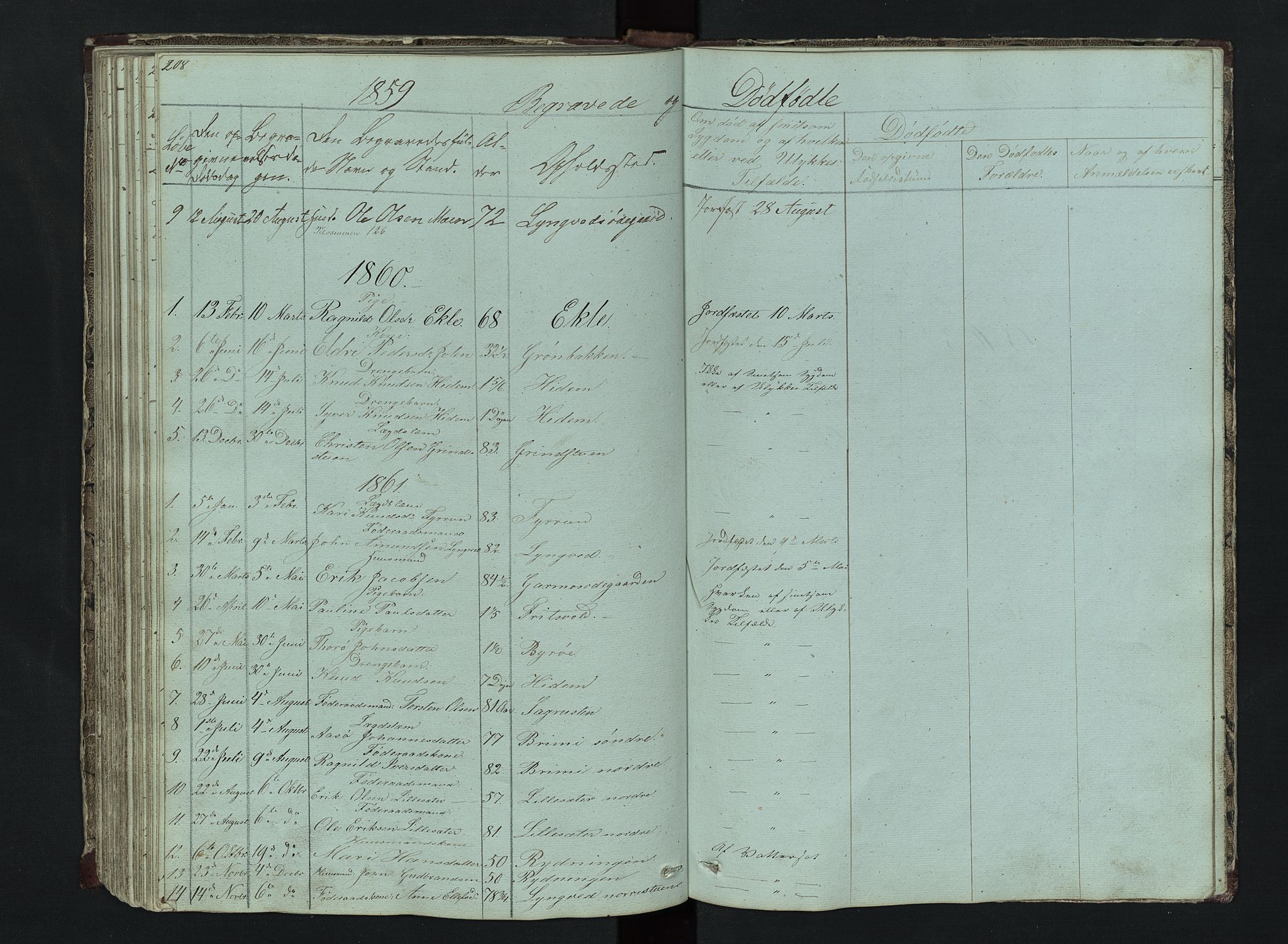 Lom prestekontor, SAH/PREST-070/L/L0014: Parish register (copy) no. 14, 1845-1876, p. 208-209