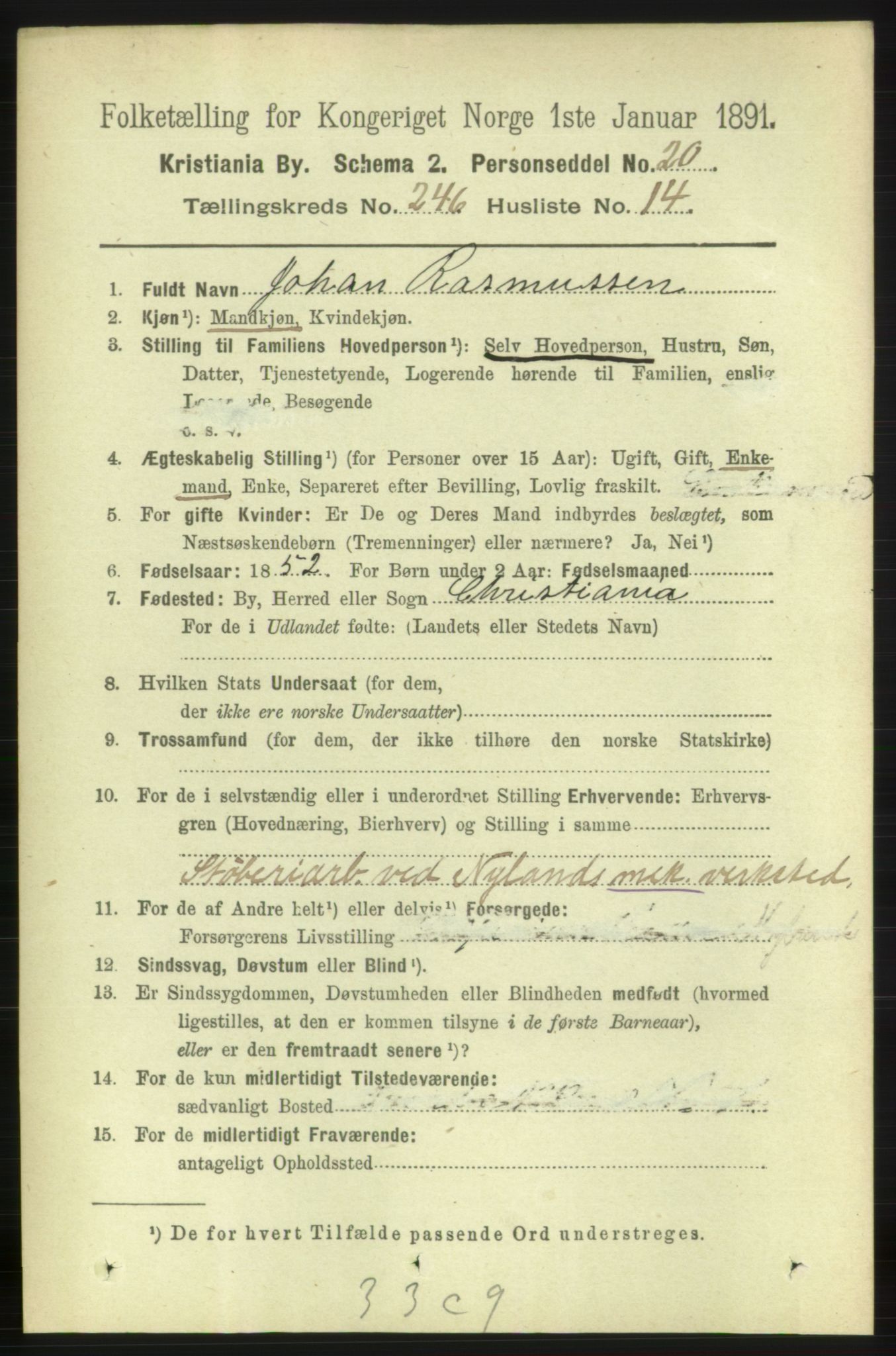 RA, 1891 census for 0301 Kristiania, 1891, p. 150279