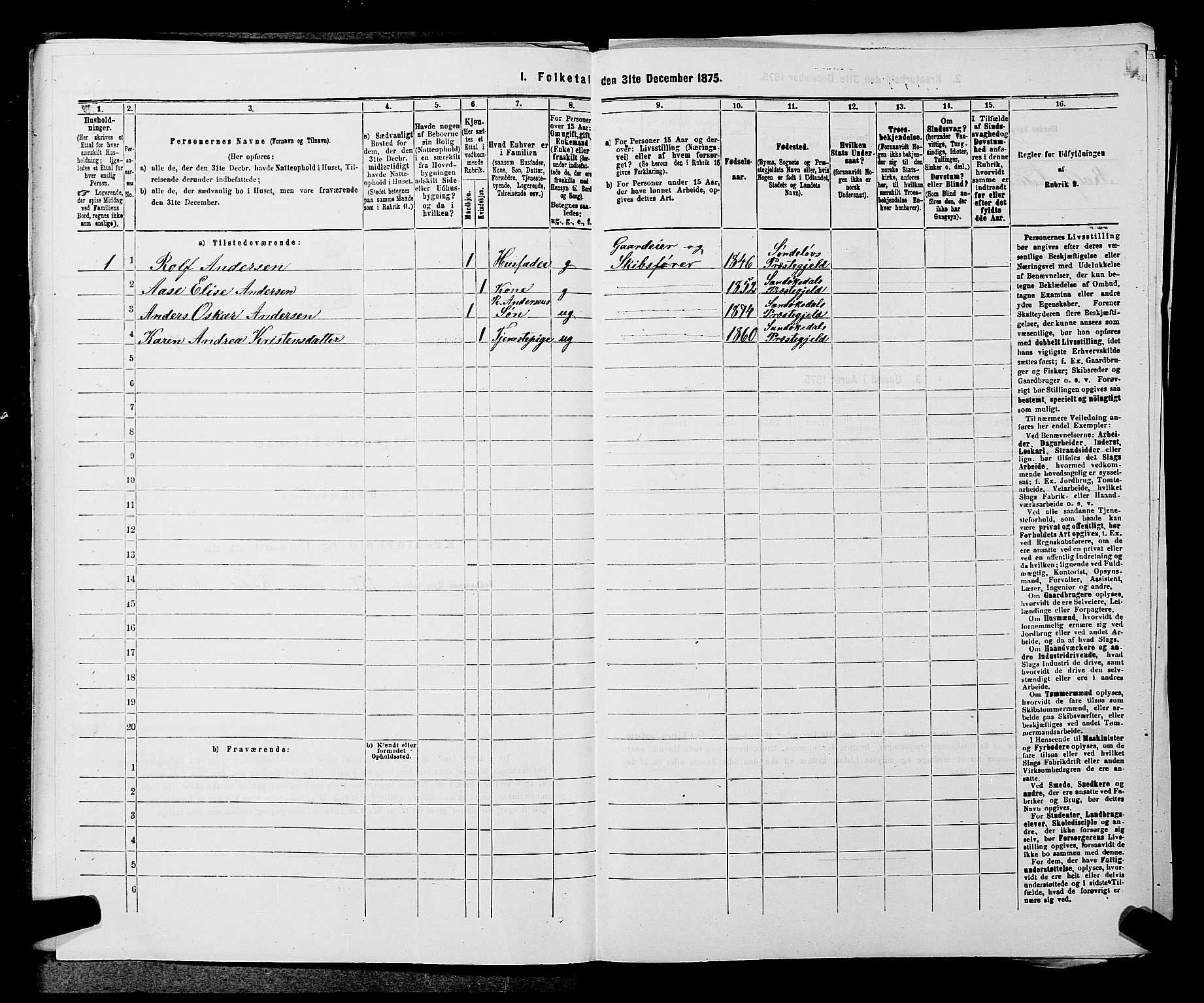 SAKO, 1875 census for 0816P Sannidal, 1875, p. 879