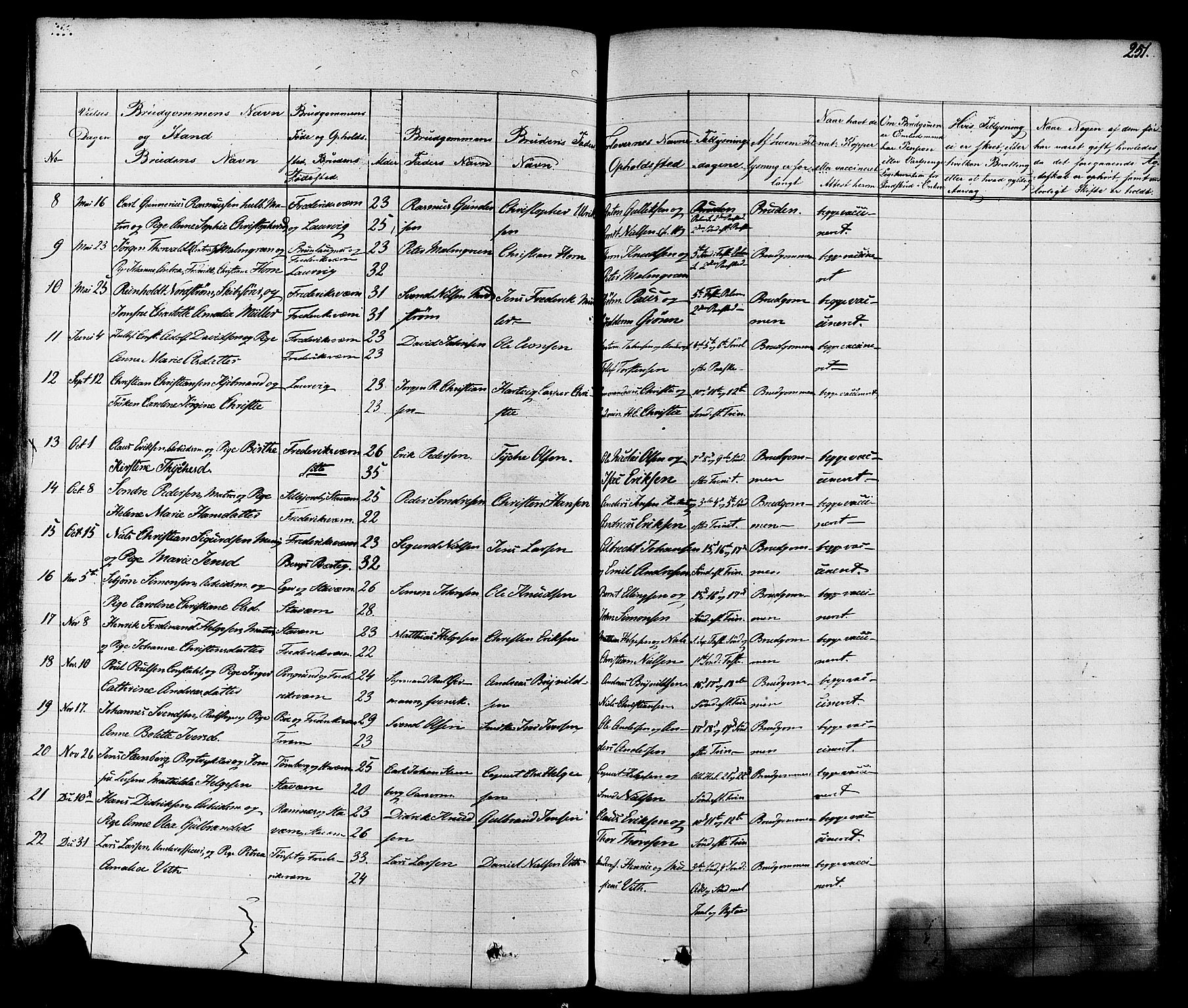 Stavern kirkebøker, AV/SAKO-A-318/F/Fa/L0007: Parish register (official) no. 7, 1840-1877, p. 251