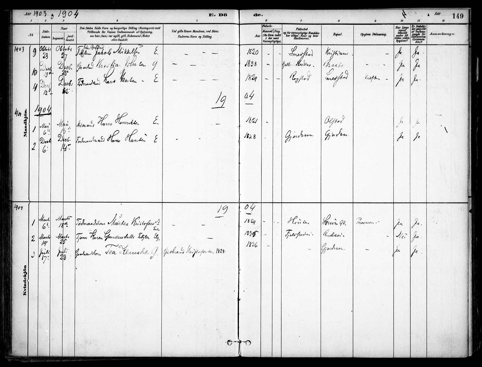 Gjerdrum prestekontor Kirkebøker, SAO/A-10412b/F/Fa/L0009: Parish register (official) no. I 9, 1881-1916, p. 149