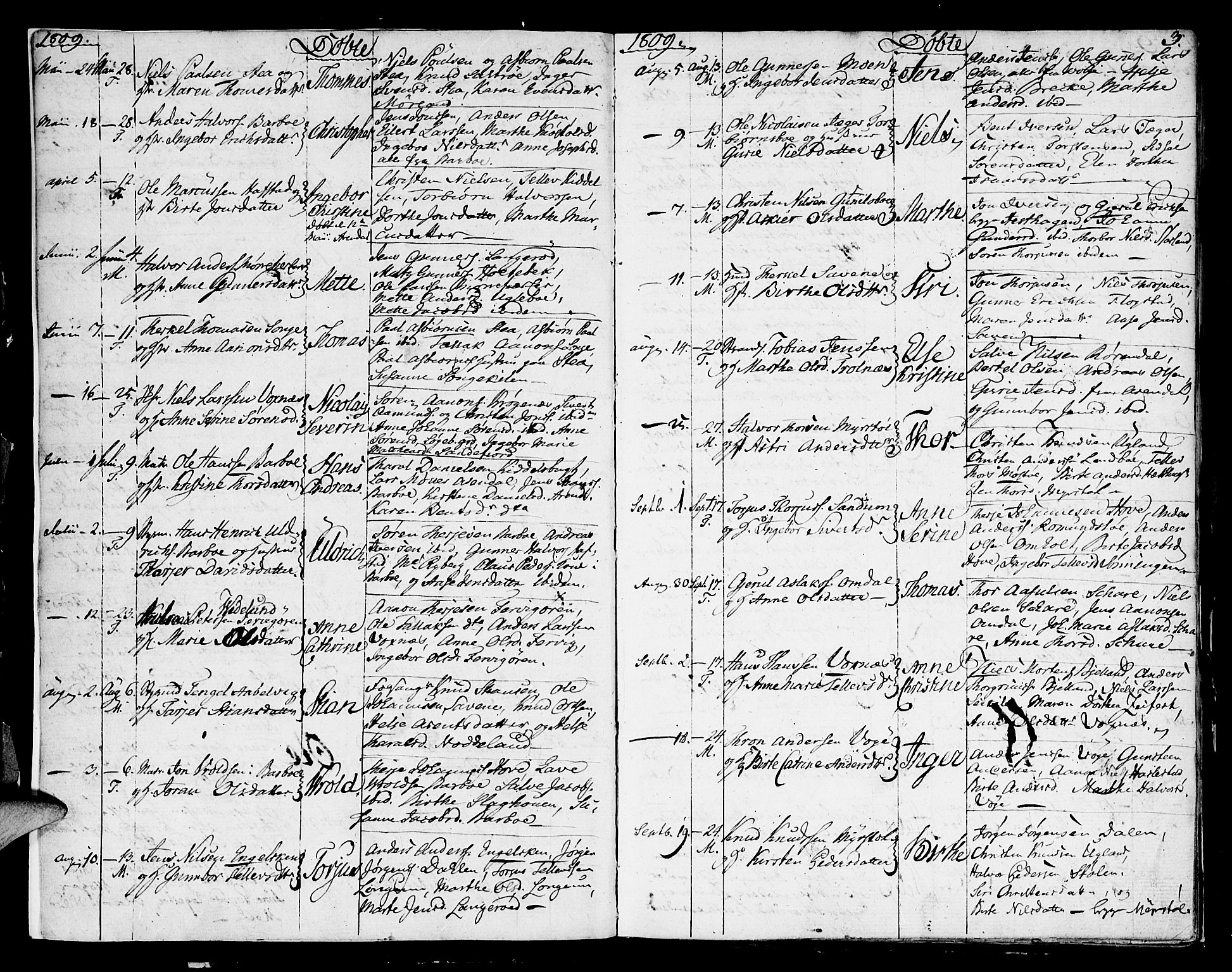 Austre Moland sokneprestkontor, SAK/1111-0001/F/Fa/Faa/L0003: Parish register (official) no. A 3, 1808-1815, p. 3