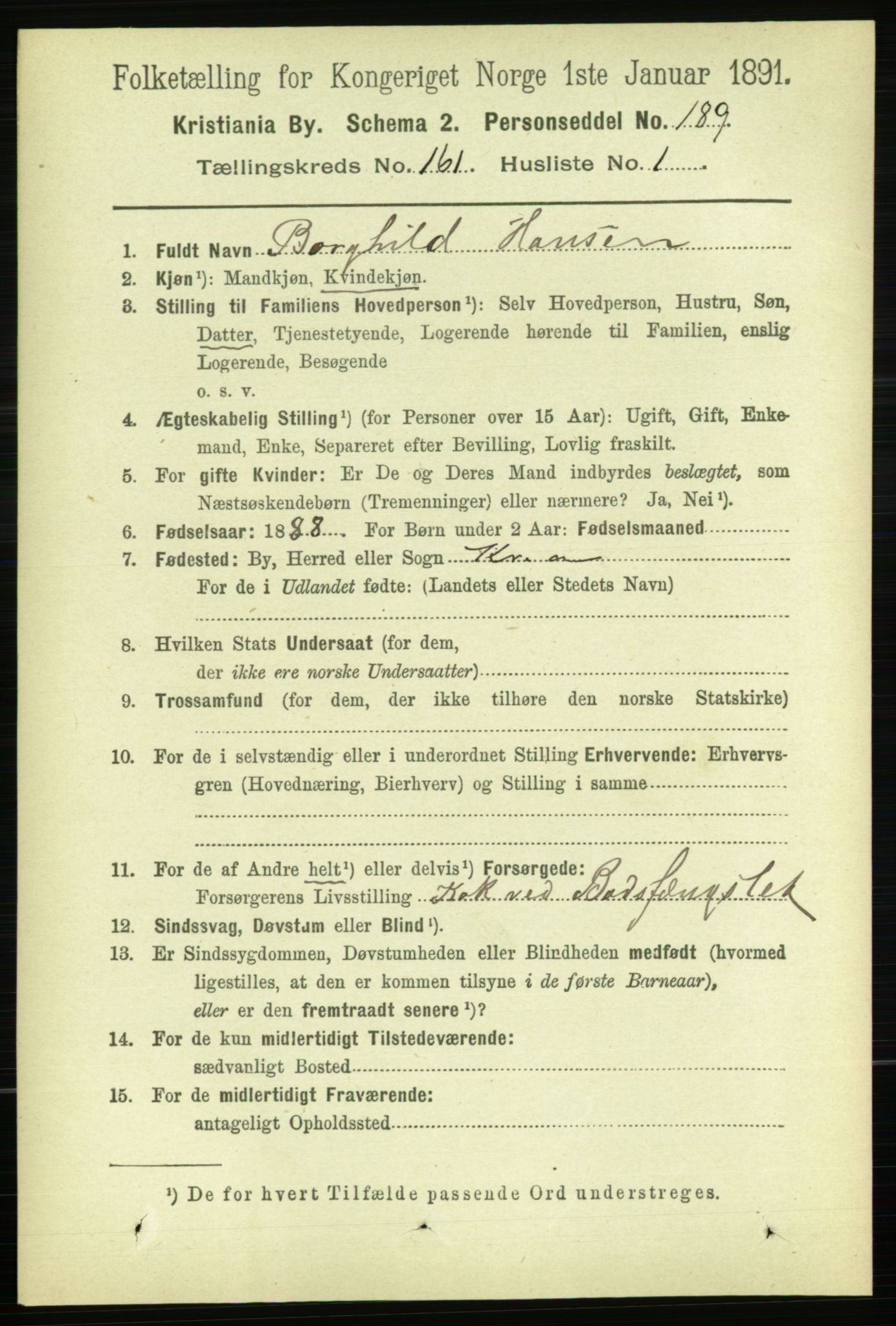 RA, 1891 census for 0301 Kristiania, 1891, p. 91607