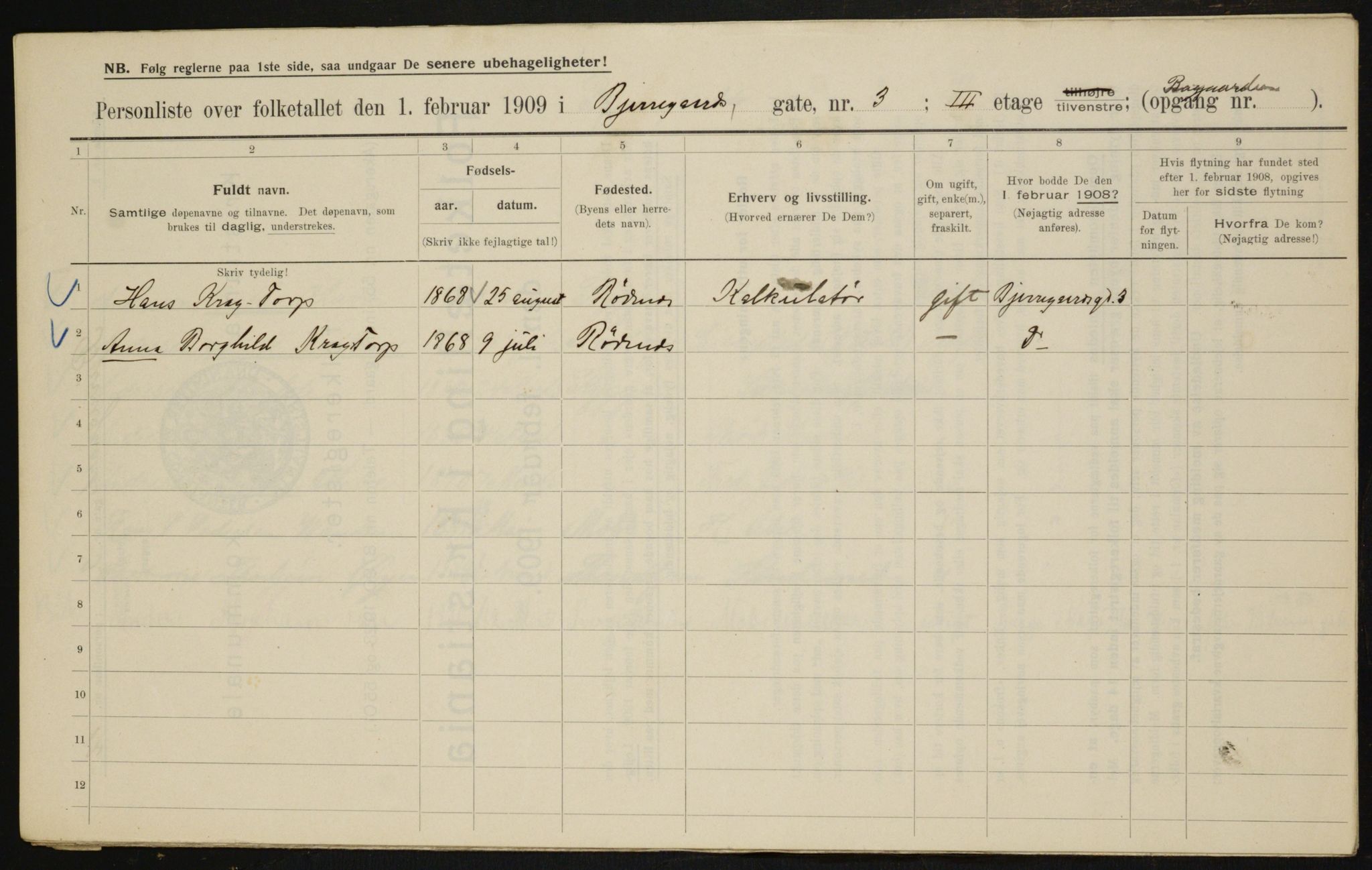 OBA, Municipal Census 1909 for Kristiania, 1909, p. 5151