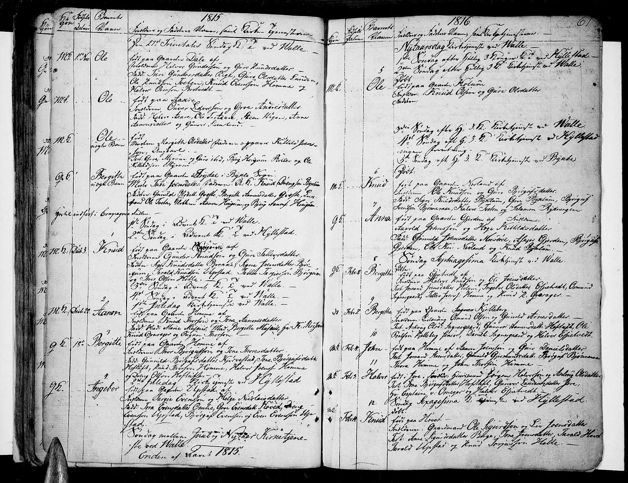 Valle sokneprestkontor, SAK/1111-0044/F/Fa/Fac/L0004: Parish register (official) no. A 4, 1790-1816, p. 61