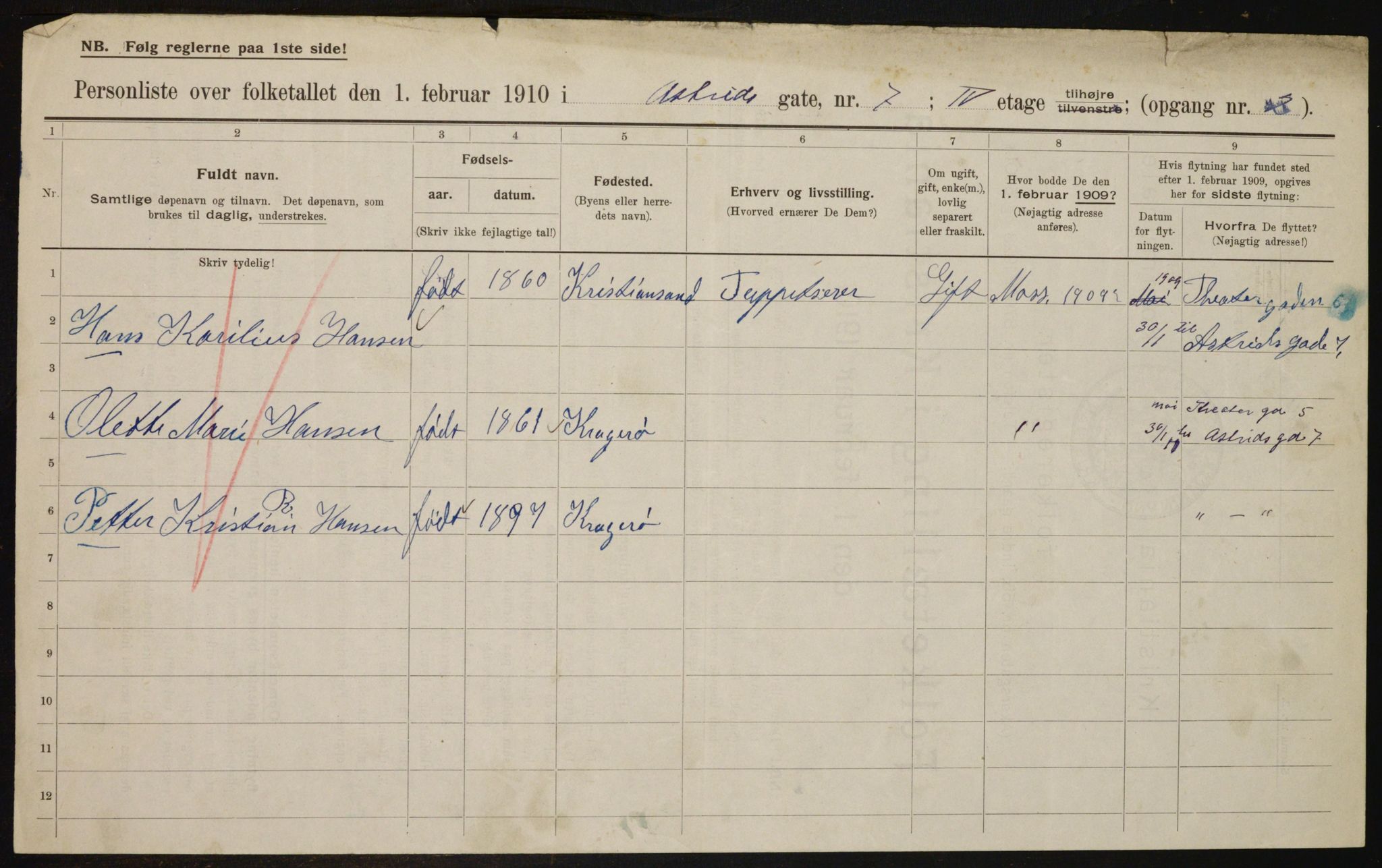 OBA, Municipal Census 1910 for Kristiania, 1910, p. 2429