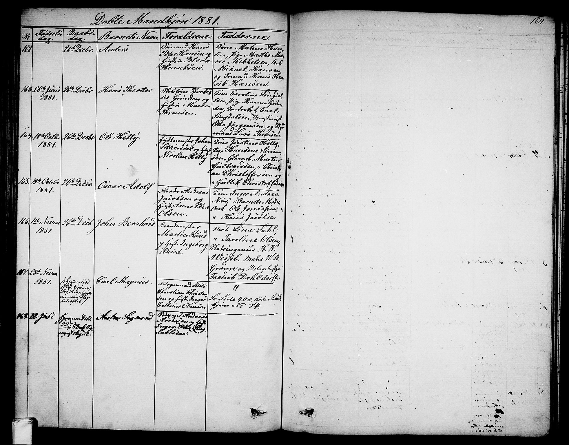 Larvik kirkebøker, AV/SAKO-A-352/G/Ga/L0004: Parish register (copy) no. I 4, 1871-1888, p. 169