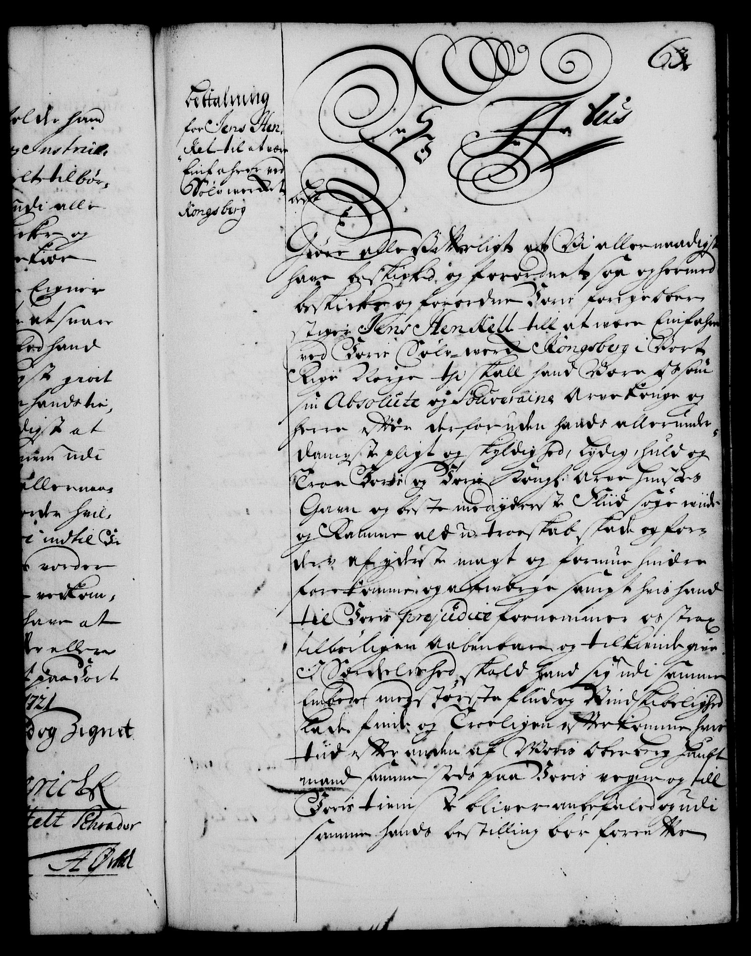 Rentekammeret, Kammerkanselliet, RA/EA-3111/G/Gg/Gge/L0001: Norsk bestallingsprotokoll med register (merket RK 53.25), 1720-1730, p. 63