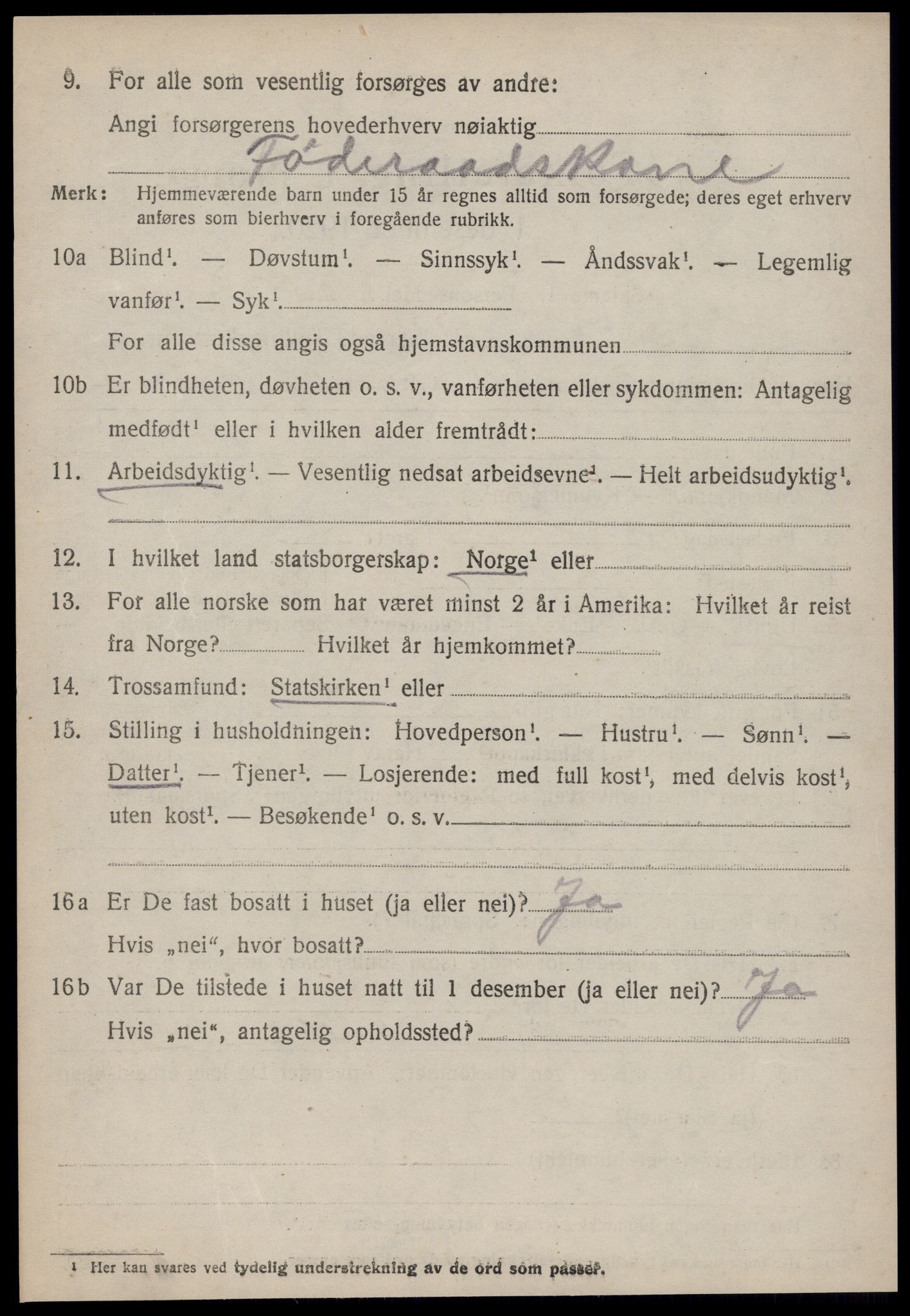 SAT, 1920 census for Vatne, 1920, p. 2649