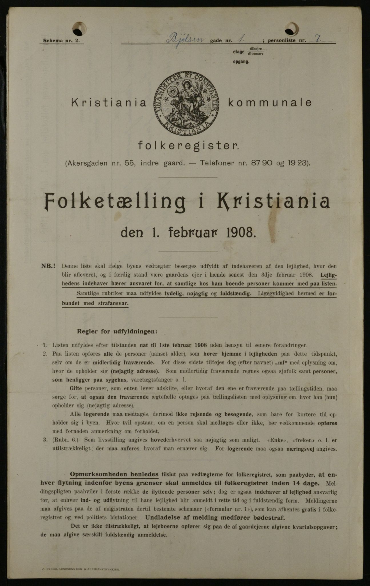 OBA, Municipal Census 1908 for Kristiania, 1908, p. 6300