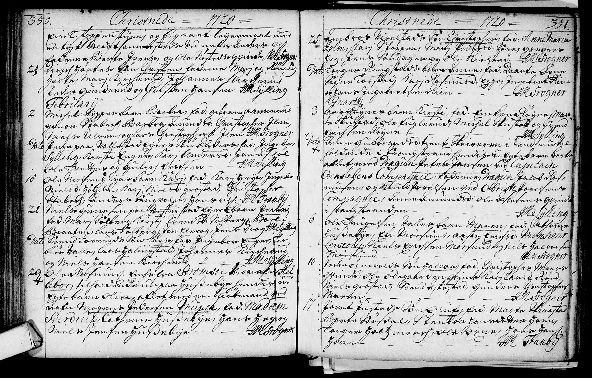 Lier kirkebøker, SAKO/A-230/F/Fa/L0002: Parish register (official) no. I 2, 1701-1726, p. 350-351