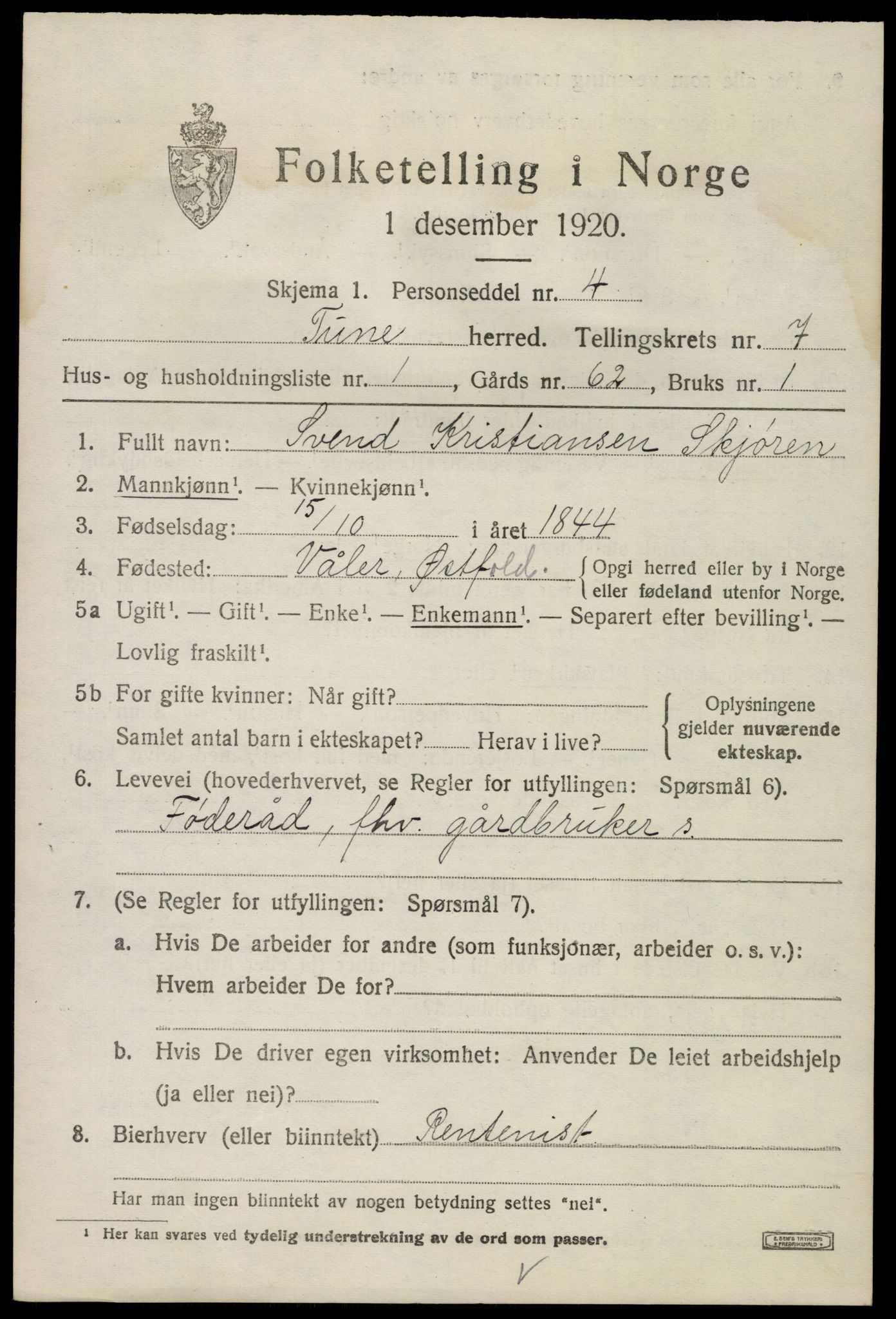 SAO, 1920 census for Tune, 1920, p. 6108