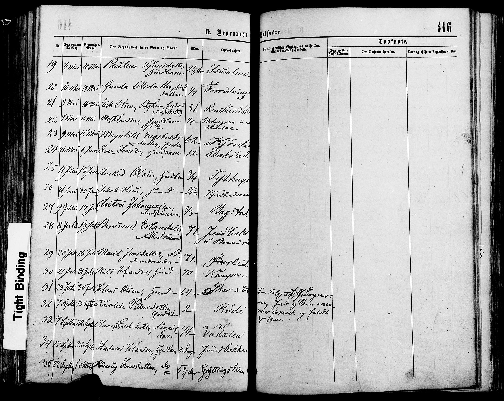 Sør-Fron prestekontor, AV/SAH-PREST-010/H/Ha/Haa/L0002: Parish register (official) no. 2, 1864-1880, p. 416