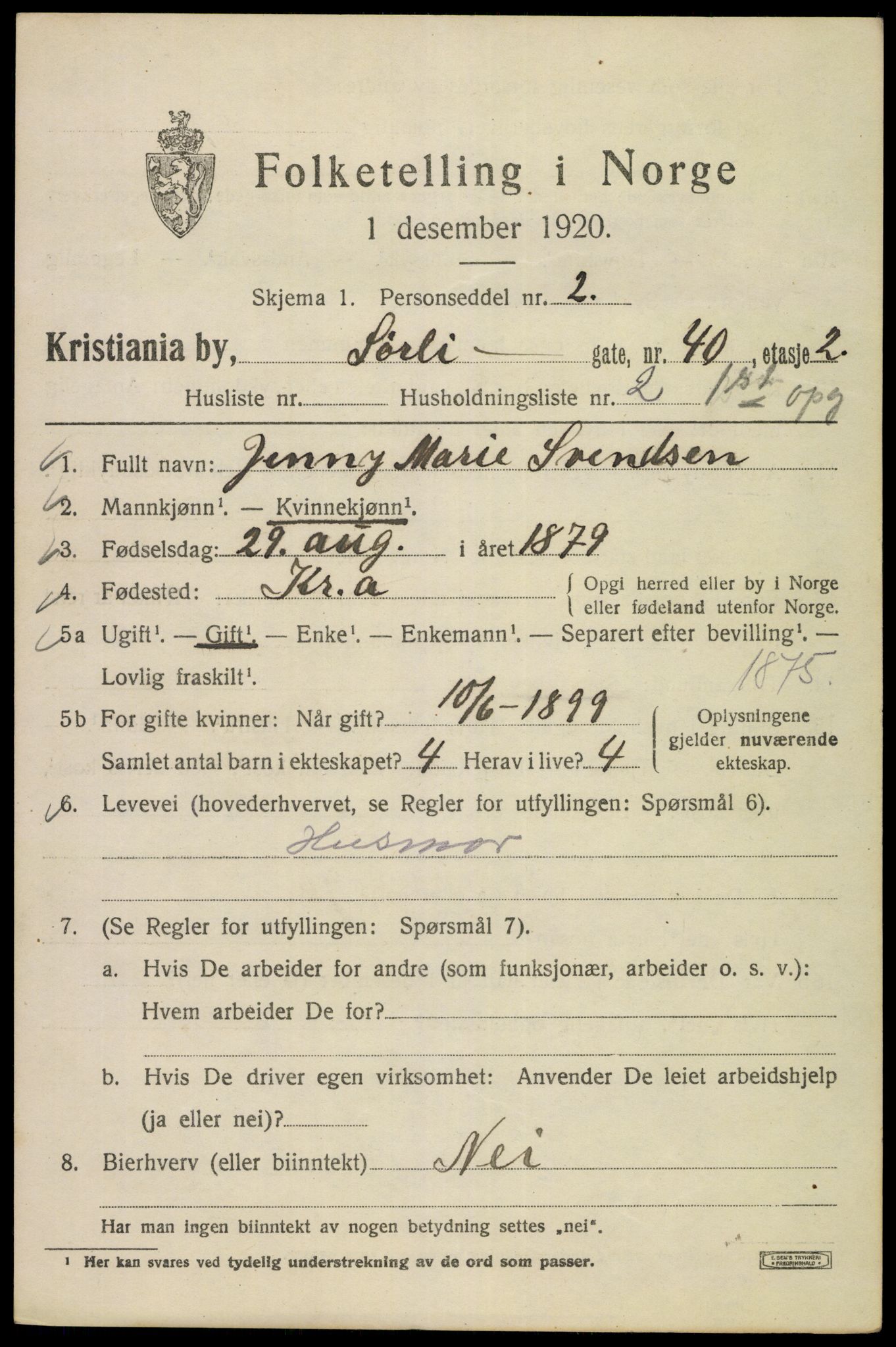 SAO, 1920 census for Kristiania, 1920, p. 562323