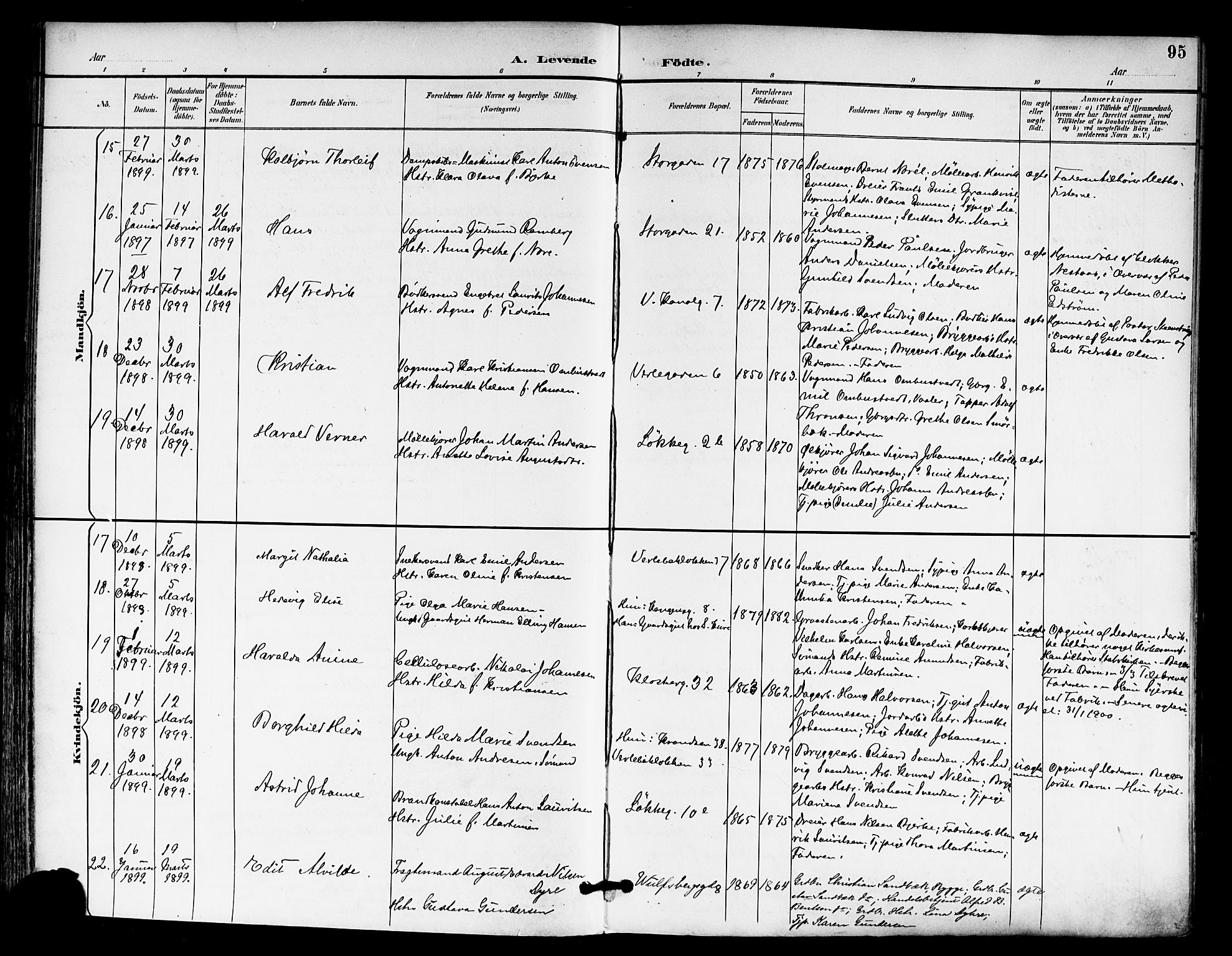 Moss prestekontor Kirkebøker, AV/SAO-A-2003/F/Fb/L0003: Parish register (official) no. II 3, 1894-1901, p. 95