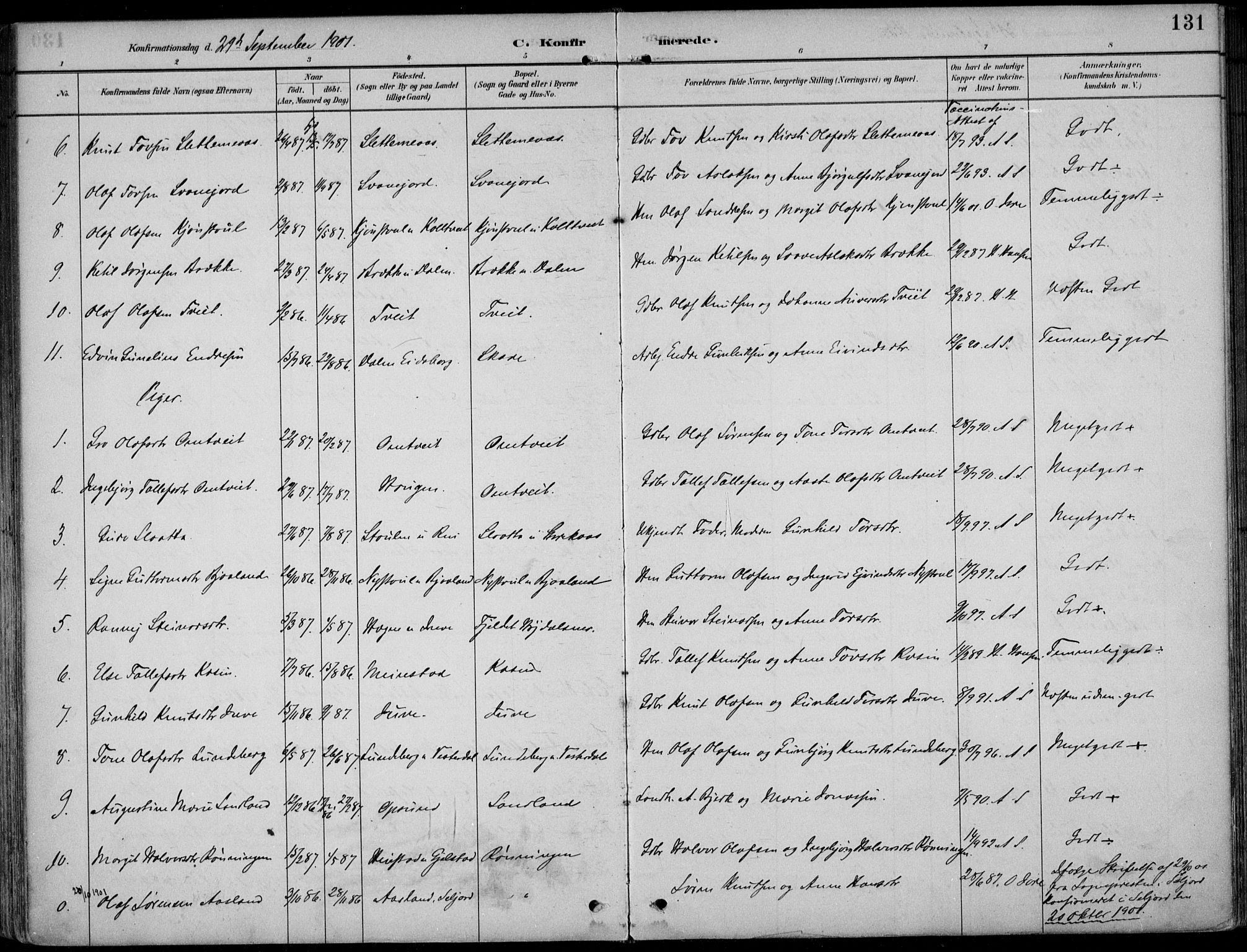 Kviteseid kirkebøker, AV/SAKO-A-276/F/Fb/L0002: Parish register (official) no. II 2, 1882-1916, p. 131