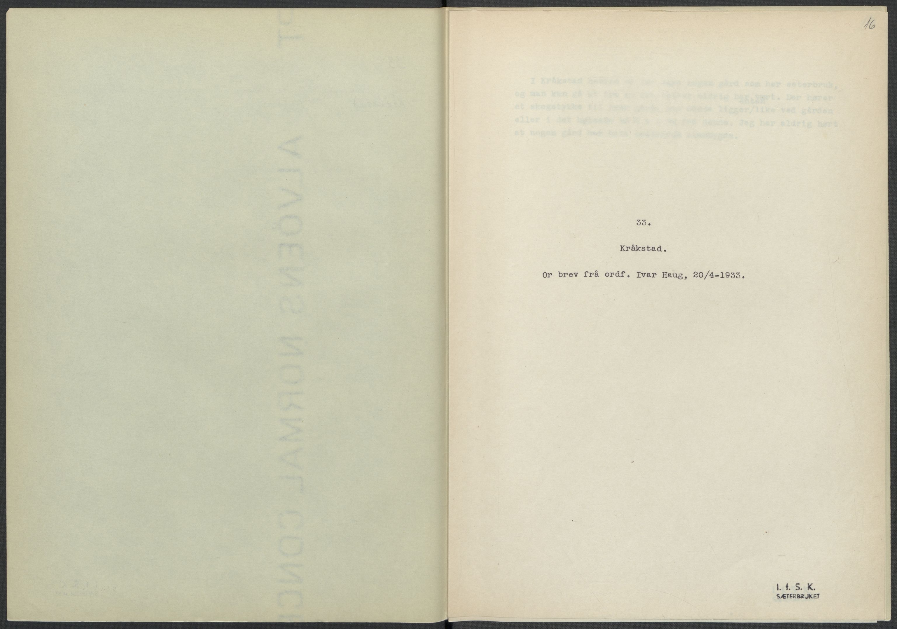 Instituttet for sammenlignende kulturforskning, AV/RA-PA-0424/F/Fc/L0002/0002: Eske B2: / Akershus (perm II), 1932-1936, p. 16