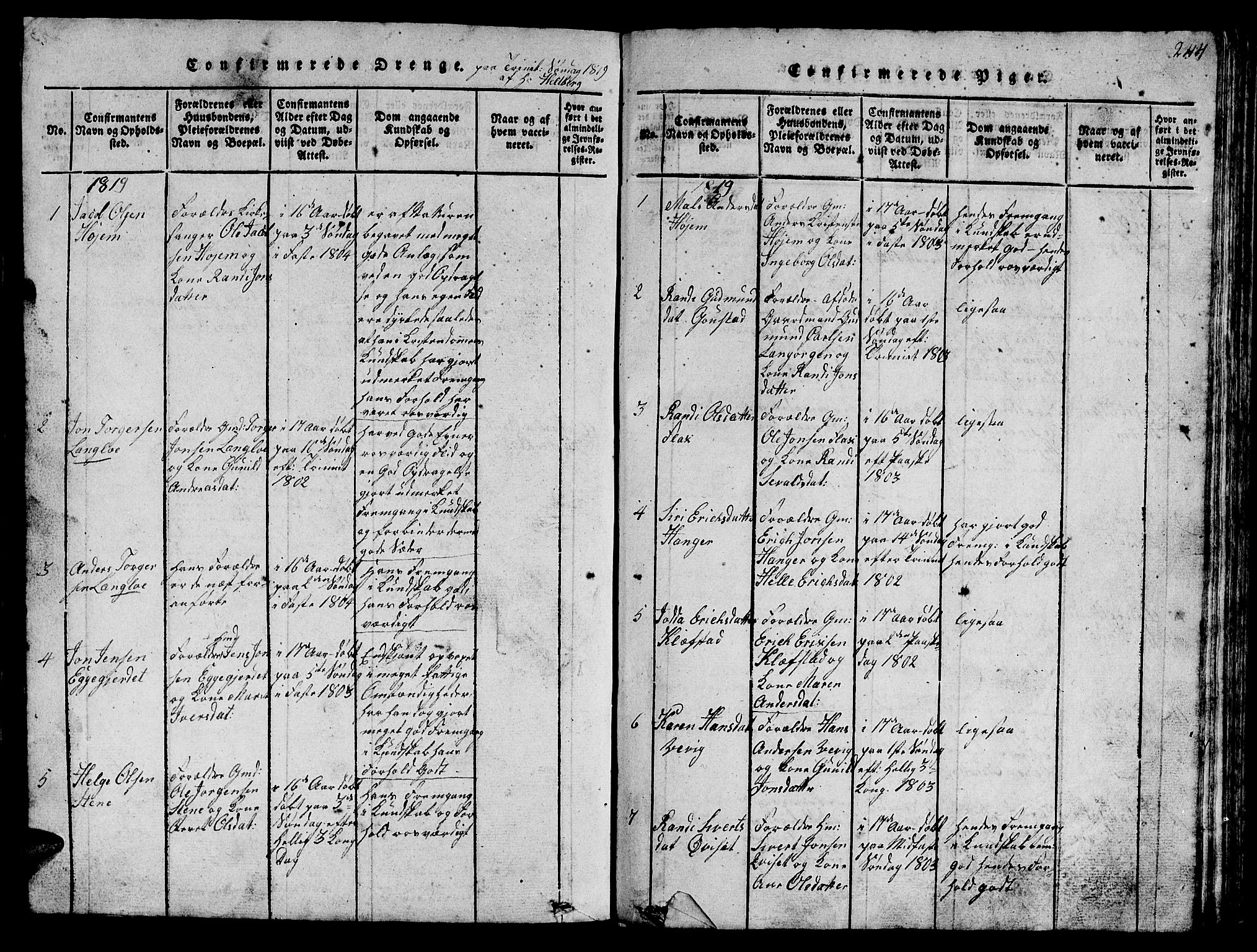 Ministerialprotokoller, klokkerbøker og fødselsregistre - Sør-Trøndelag, SAT/A-1456/612/L0385: Parish register (copy) no. 612C01, 1816-1845, p. 244