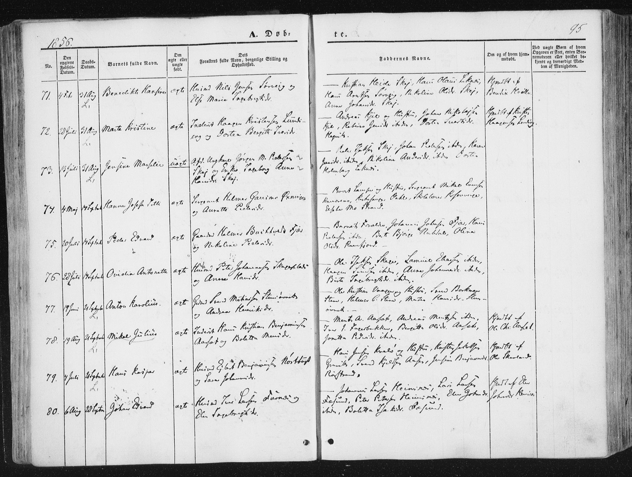 Ministerialprotokoller, klokkerbøker og fødselsregistre - Nord-Trøndelag, AV/SAT-A-1458/780/L0640: Parish register (official) no. 780A05, 1845-1856, p. 95