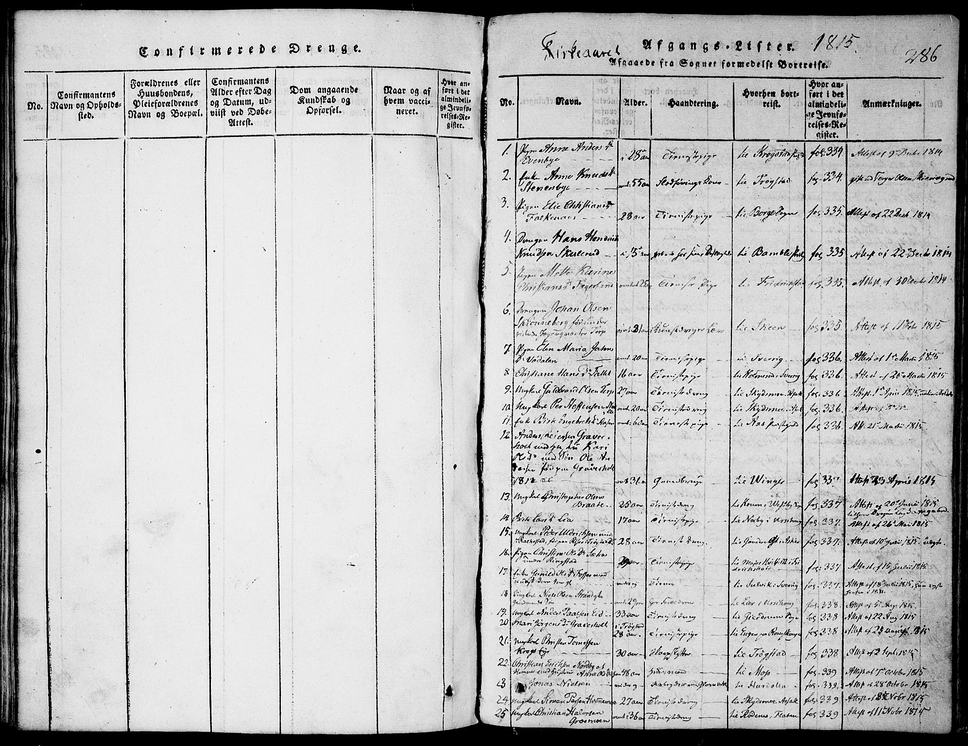 Høland prestekontor Kirkebøker, SAO/A-10346a/F/Fa/L0007: Parish register (official) no. I 7, 1814-1827, p. 286