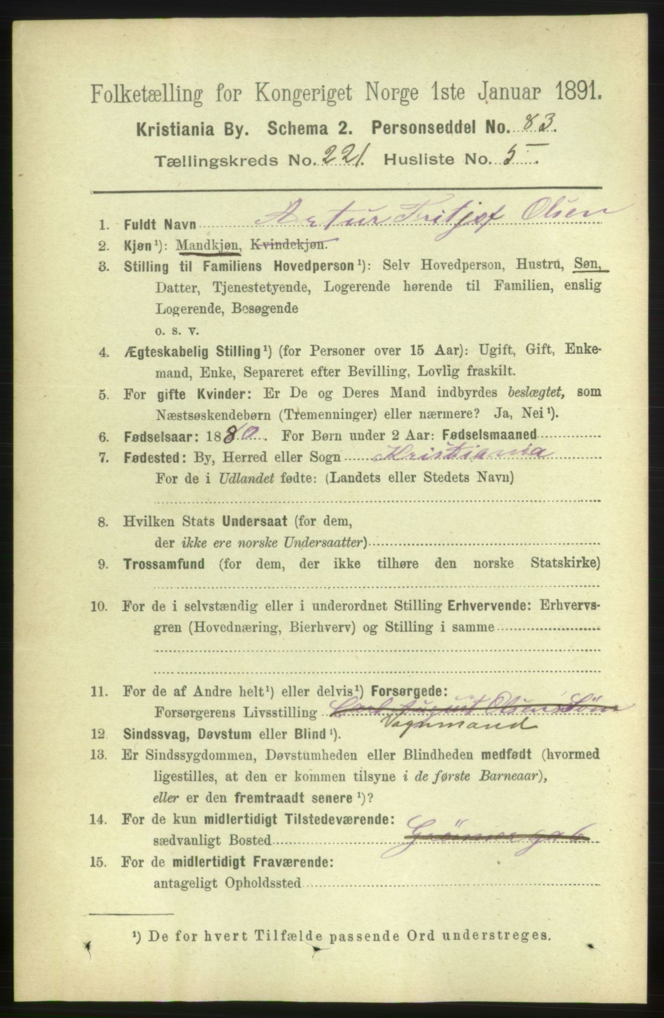 RA, 1891 census for 0301 Kristiania, 1891, p. 132201