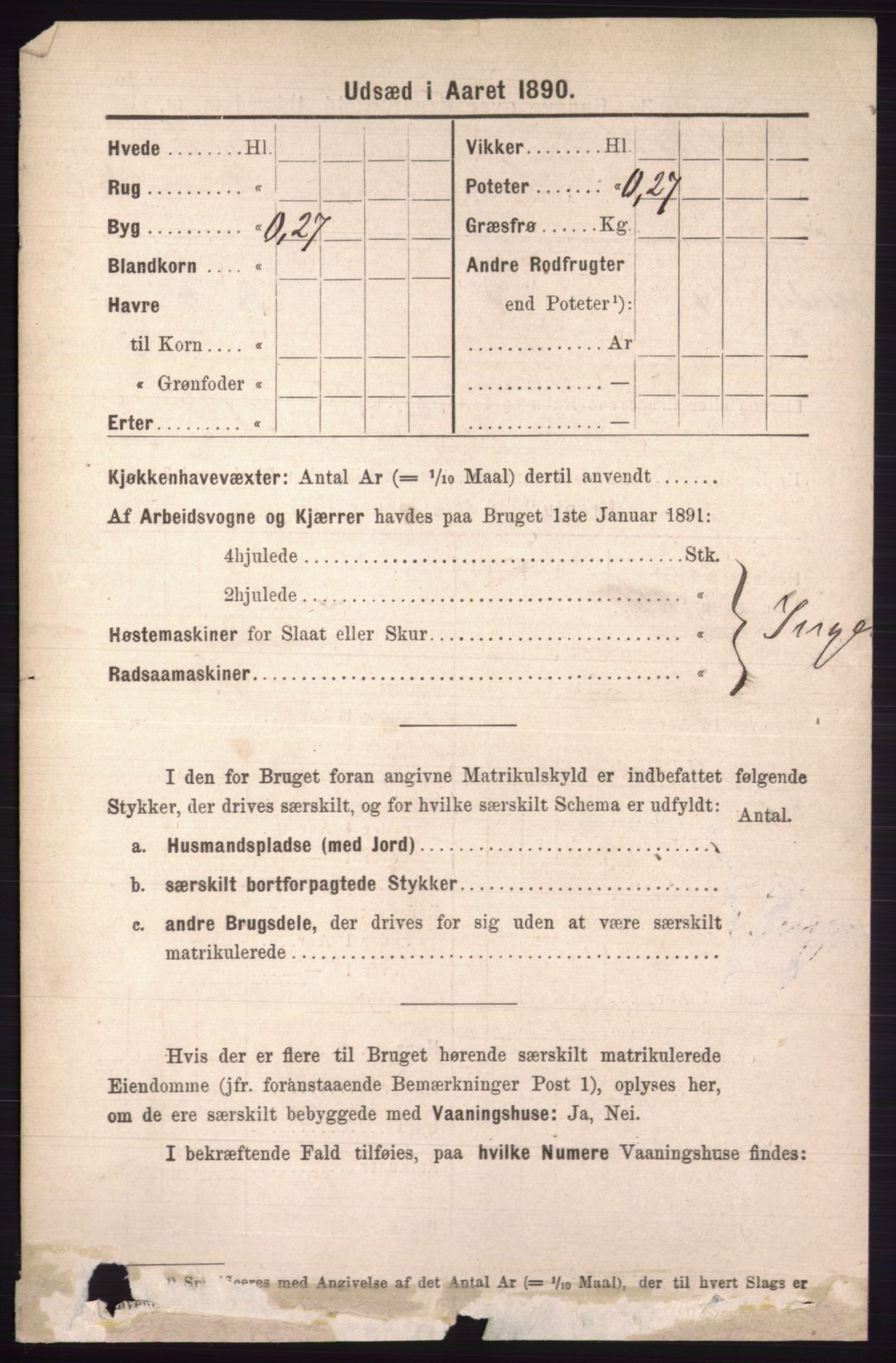 RA, 1891 census for 0438 Lille Elvedalen, 1891, p. 4027