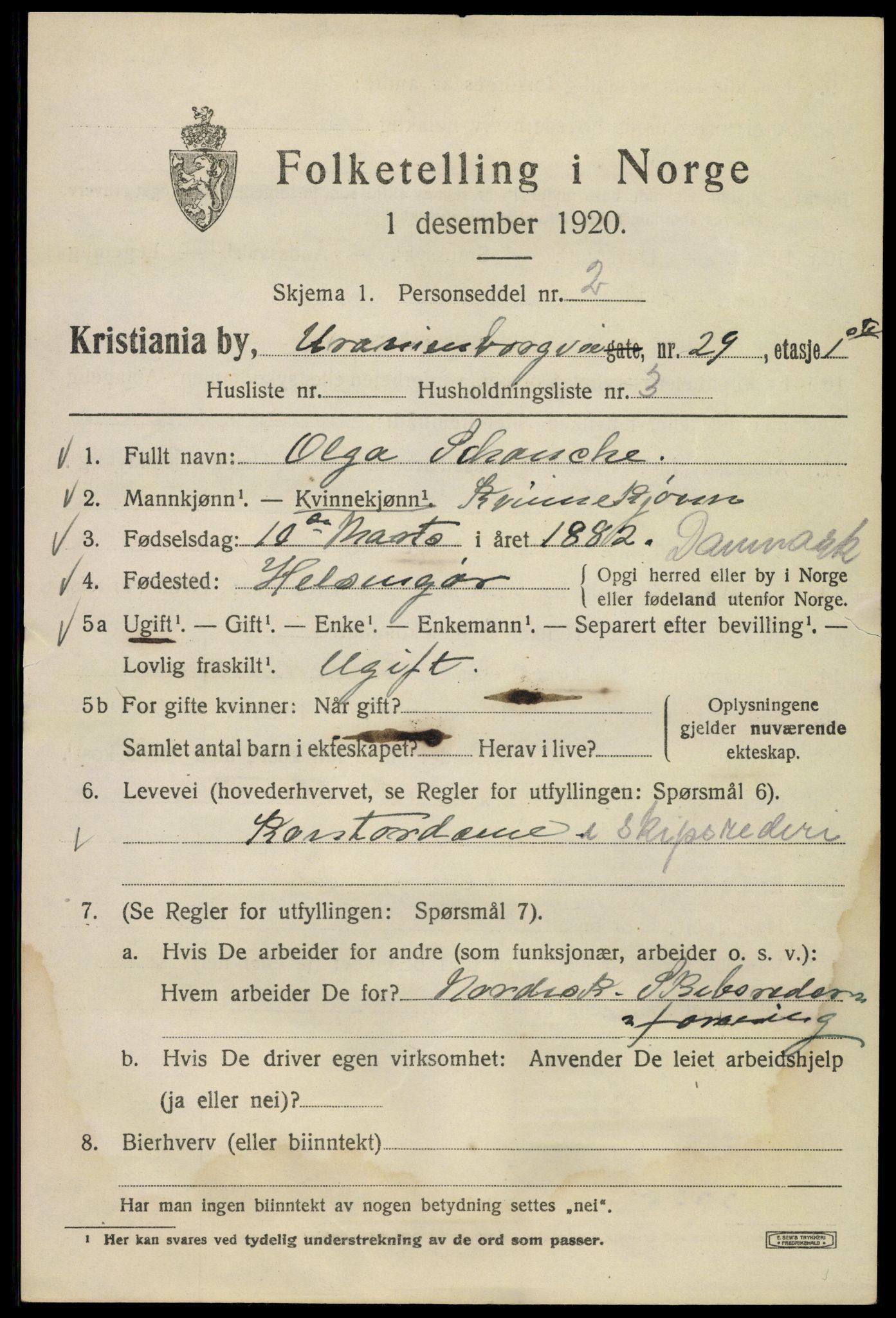 SAO, 1920 census for Kristiania, 1920, p. 620177