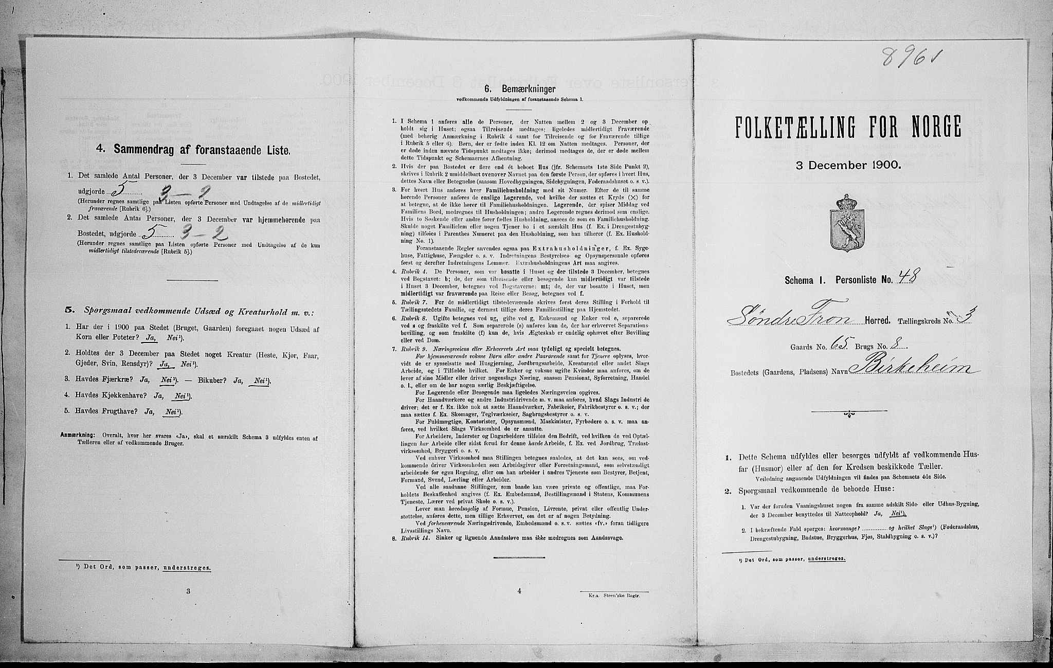 SAH, 1900 census for Sør-Fron, 1900, p. 397