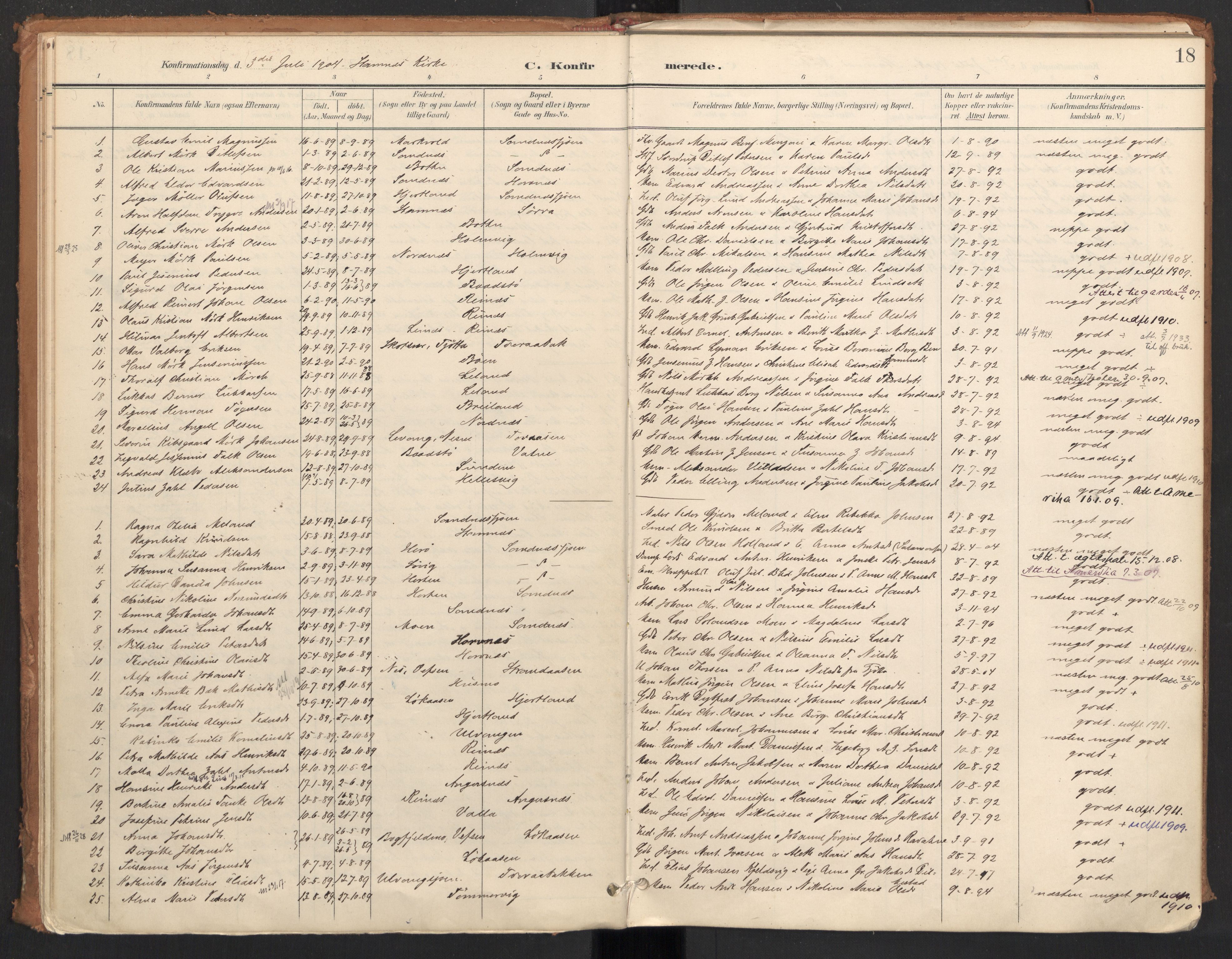 Ministerialprotokoller, klokkerbøker og fødselsregistre - Nordland, SAT/A-1459/831/L0472: Parish register (official) no. 831A03, 1897-1912, p. 18