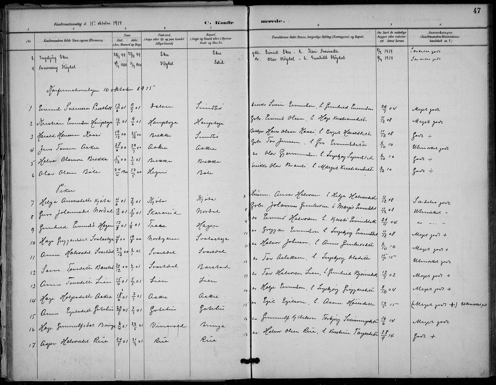 Seljord kirkebøker, SAKO/A-20/F/Fb/L0002: Parish register (official) no. II 2, 1887-1917, p. 47