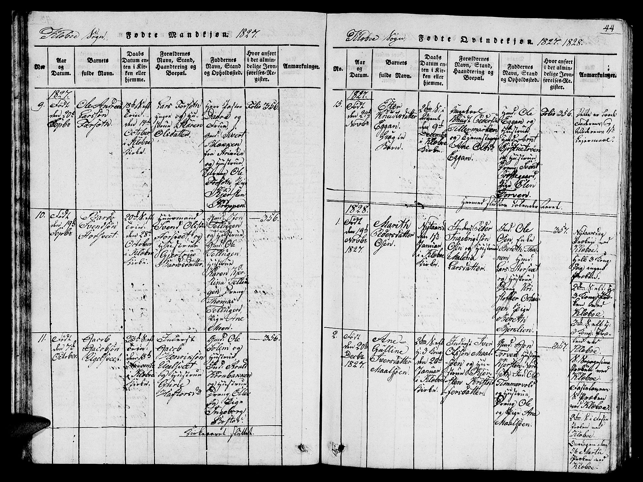 Ministerialprotokoller, klokkerbøker og fødselsregistre - Sør-Trøndelag, SAT/A-1456/618/L0450: Parish register (copy) no. 618C01, 1816-1865, p. 44