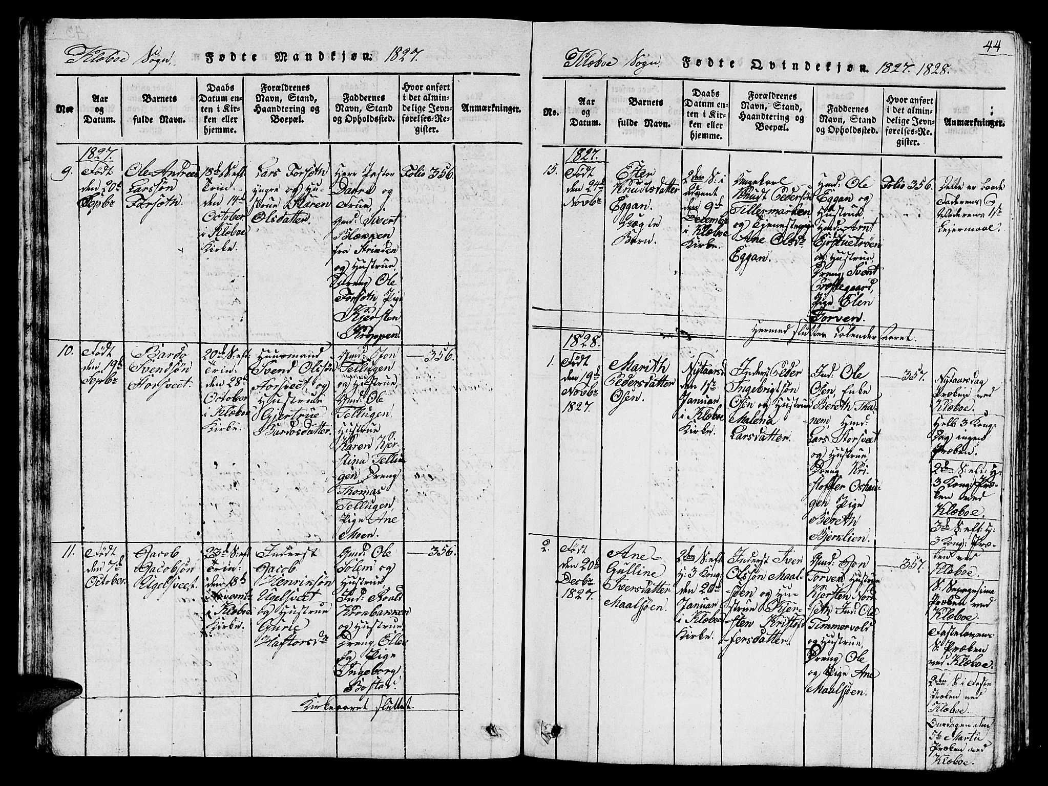 Ministerialprotokoller, klokkerbøker og fødselsregistre - Sør-Trøndelag, AV/SAT-A-1456/618/L0450: Parish register (copy) no. 618C01, 1816-1865, p. 44