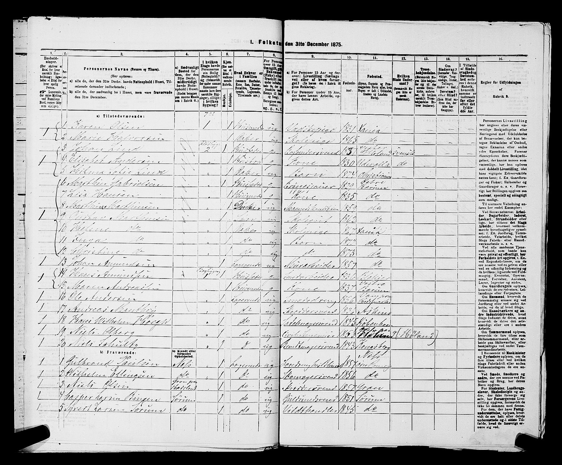 RA, 1875 census for 0301 Kristiania, 1875, p. 2754