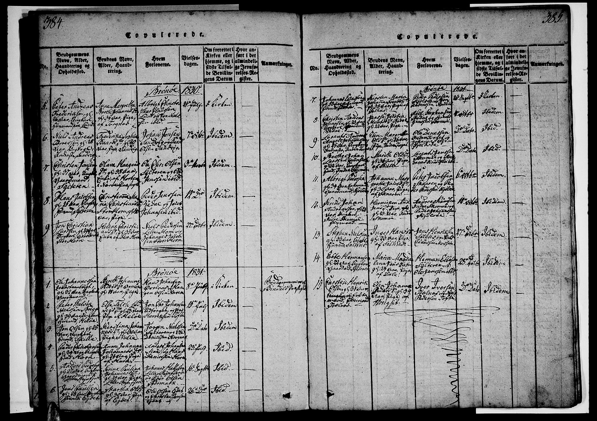 Ministerialprotokoller, klokkerbøker og fødselsregistre - Nordland, AV/SAT-A-1459/813/L0197: Parish register (official) no. 813A07, 1820-1833, p. 384-385