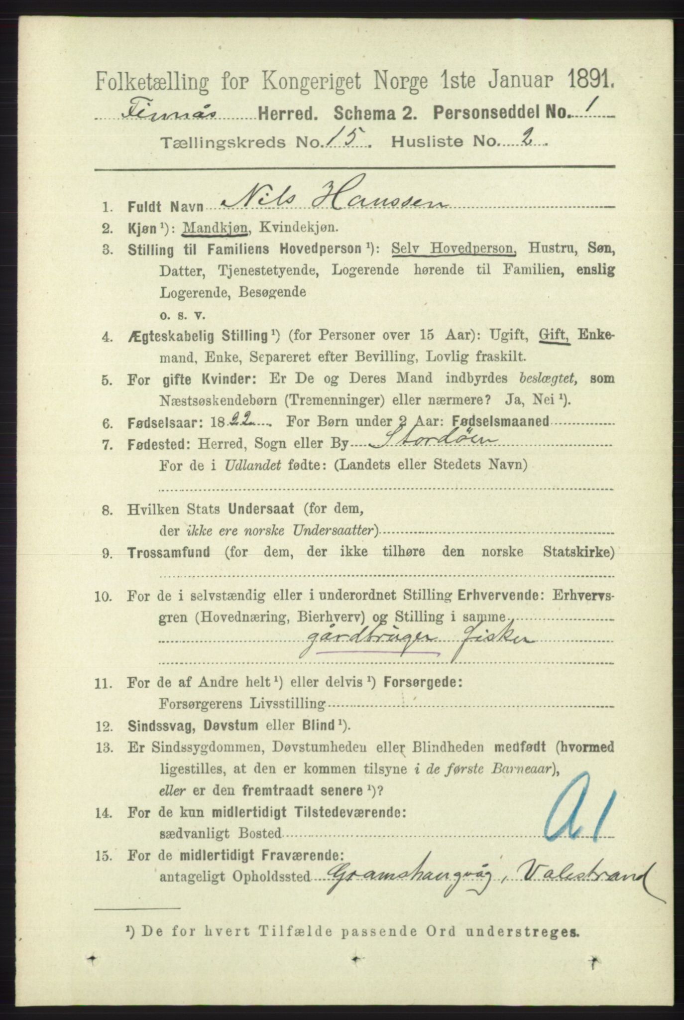 RA, 1891 census for 1218 Finnås, 1891, p. 5946