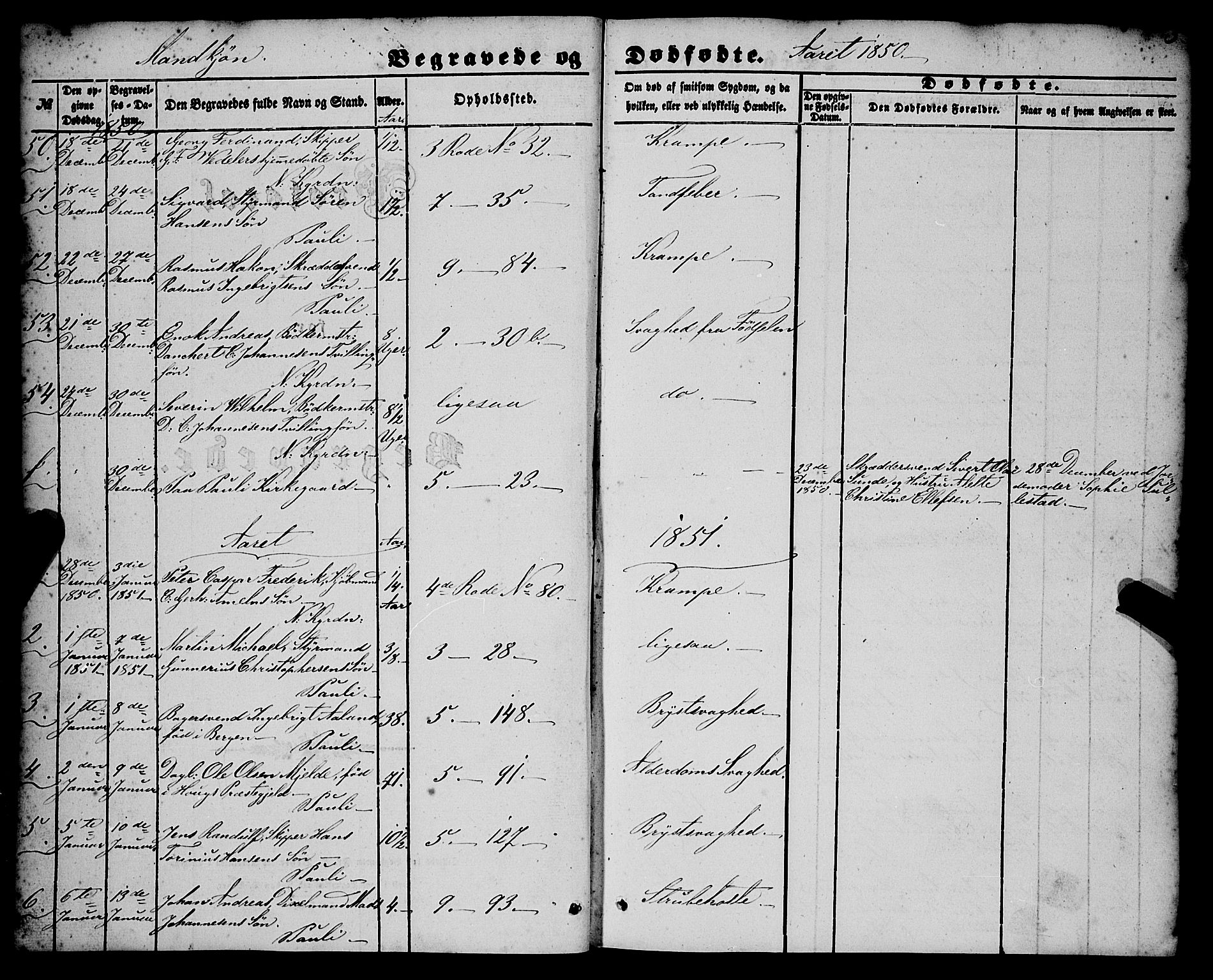 Nykirken Sokneprestembete, AV/SAB-A-77101/H/Haa/L0042: Parish register (official) no. E 2, 1850-1868, p. 5