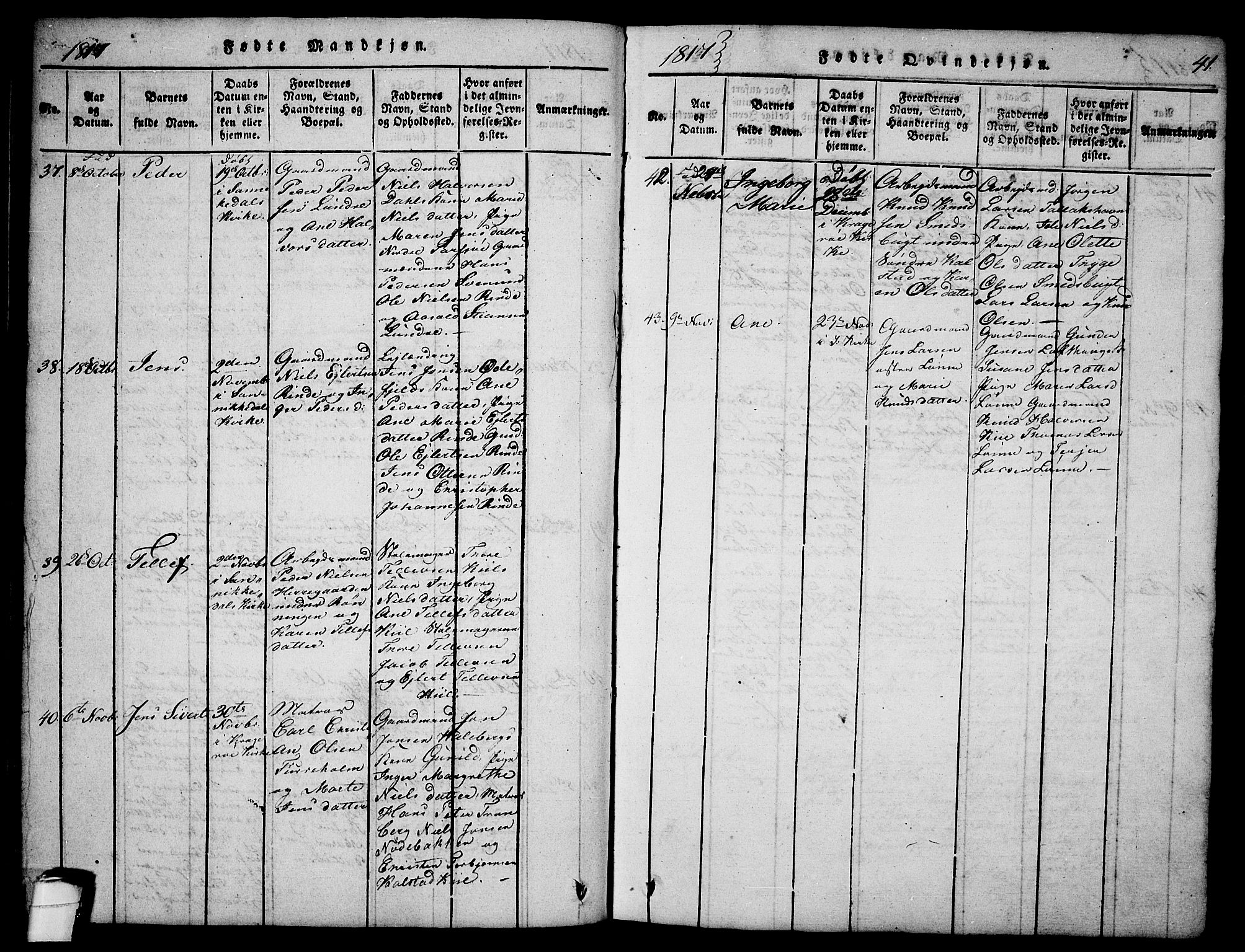 Sannidal kirkebøker, AV/SAKO-A-296/F/Fa/L0004: Parish register (official) no. 4, 1814-1829, p. 41