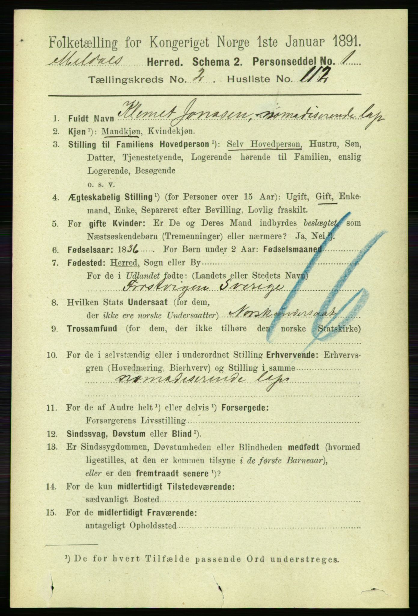 RA, 1891 census for 1636 Meldal, 1891, p. 1692